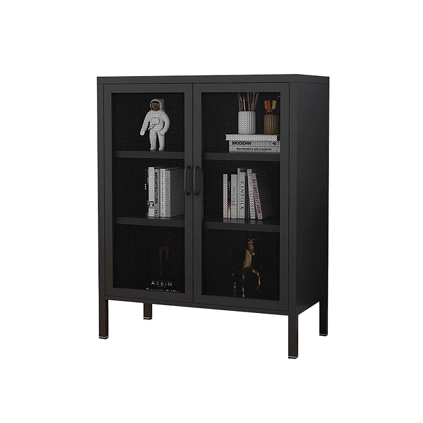GPAIHOMRY Wrought Iron Storage Cabinet Buffet Sideboard with Iron Net Double Door - Easy to Assemble, 80 x 40 x 101.5cm - 5 Color Options for Living Room, Dining Room & Entryway Storage