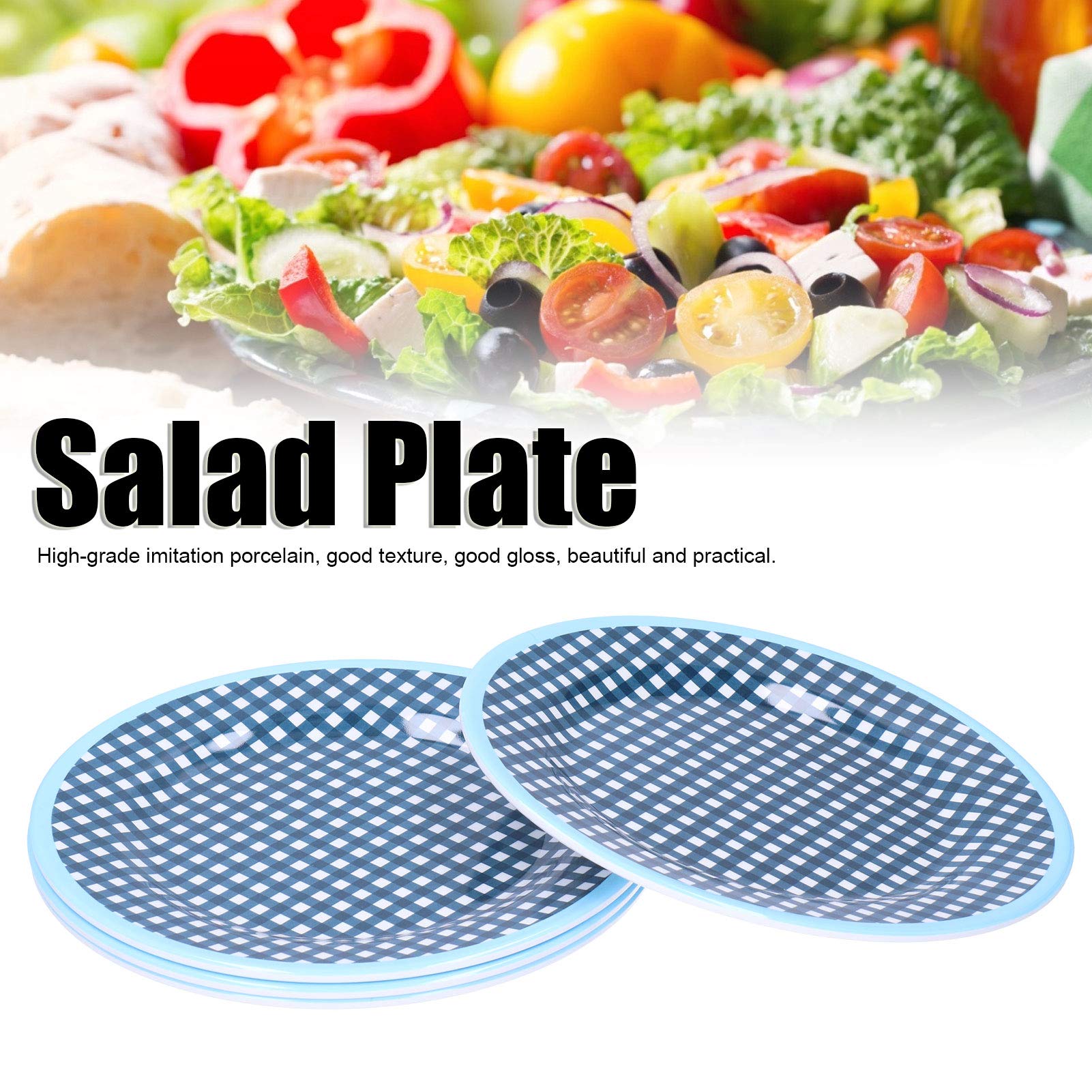 9-Inch Melamine Dessert Plates & Cutlery Set - 4-Piece Salad & Fruit Serving Dishes - Durable Kitchen Tableware for Home, Restaurant & Hotel Use - Perfect for Dinner Parties, Picnics & Catering Events