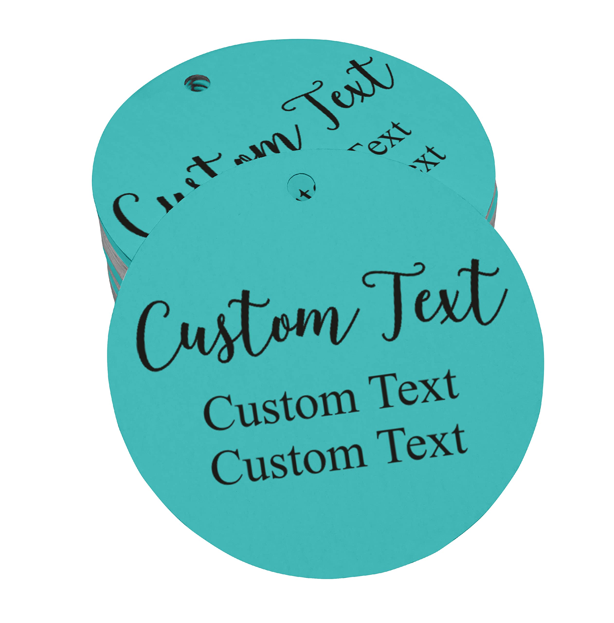 100 PCS Custom Round Hang Tags - Personalized Wedding Favor Gift Tags with Any Text - Perfect for Bridal Showers, Baby Showers & Party Favors