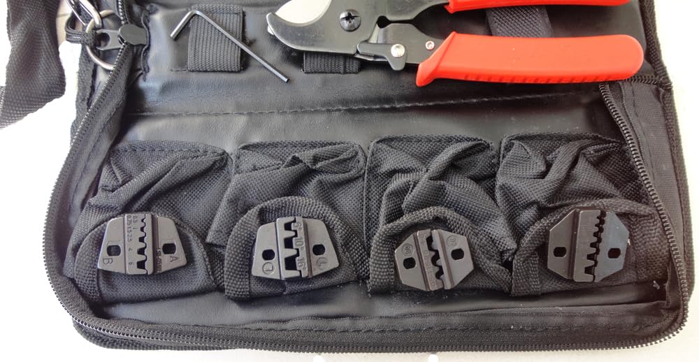 Professional Hand Crimping Tool Kit with Cable Cutter & 4 Replaceable Die Sets (HS-K02C) - Perfect for Electrical Wiring, Network Cables, and DIY Projects