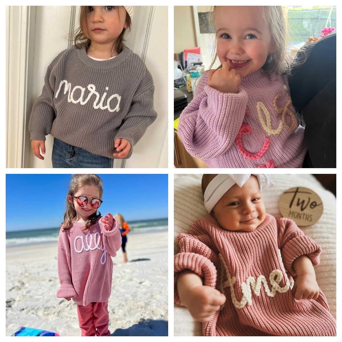 Custom Embroidered Baby Name Sweater - Personalized Oversized Jumper for Toddlers, Boys & Girls | Soft Christmas Gift for Kids | Perfect for Holiday Photos & Family Gatherings