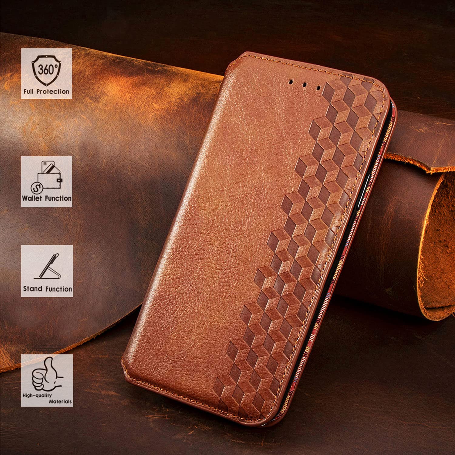 Premium PU Leather Wallet Case for Motorola Moto G Pure with Kickstand, Card Holder & Magnetic Closure - Brown Flip Folio Cover | Perfect for Daily Use, Travel & Business Meetings