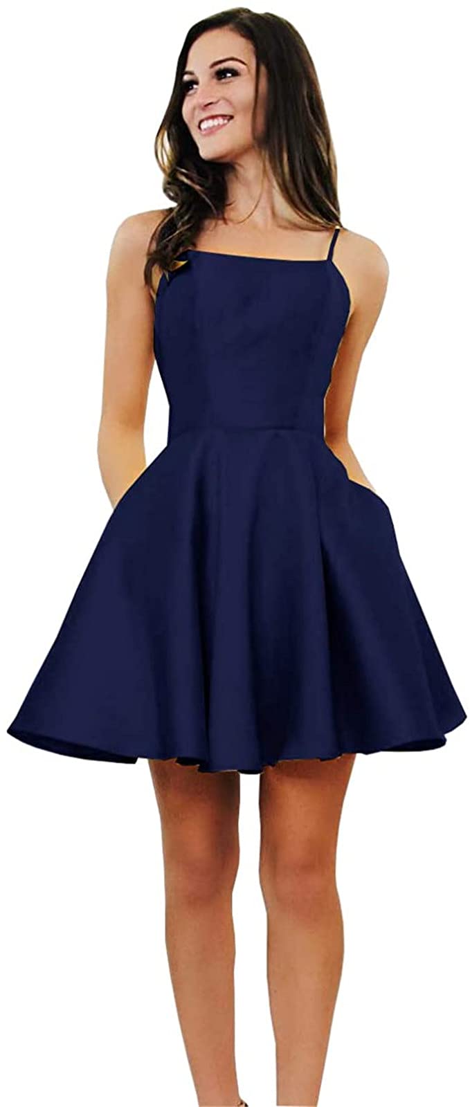 KAOSHAN Women's Short A-line Homecoming Dresses with Pockets - Elegant Satin Formal Party Gowns for Prom, Cocktail Party & Special Occasions
