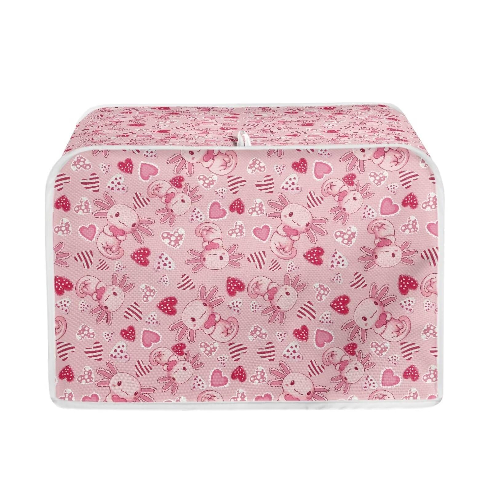 Xoenoiee Axolotl Hearts Pink Valentine Toaster Cover - Dust Proof 2 Slice Toaster Oven Cover for Kitchen Small Appliances | Cute Valentine's Day Kitchen Accessories for Home & Gift Giving