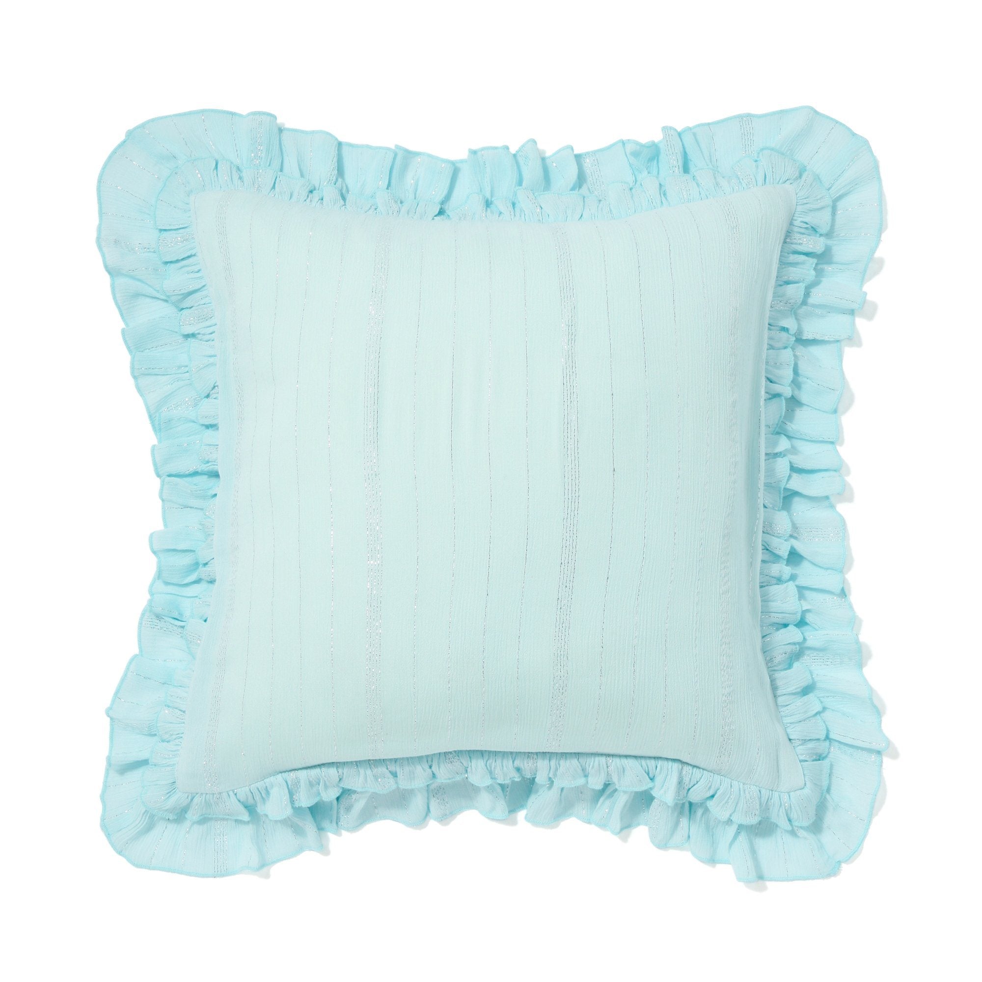 Frill G Cushion Cover 45x45cm Light Blue - Soft Decorative Pillow Case for Sofa, Bed, Living Room & Home Decor