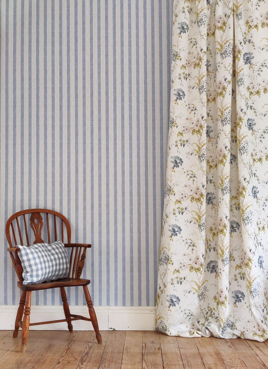 Torchon Stripe Wallpaper - Blueberry Pattern Peel and Stick Wallpaper for Bedroom, Living Room & Nursery Decor | Easy to Install Removable Wallpaper