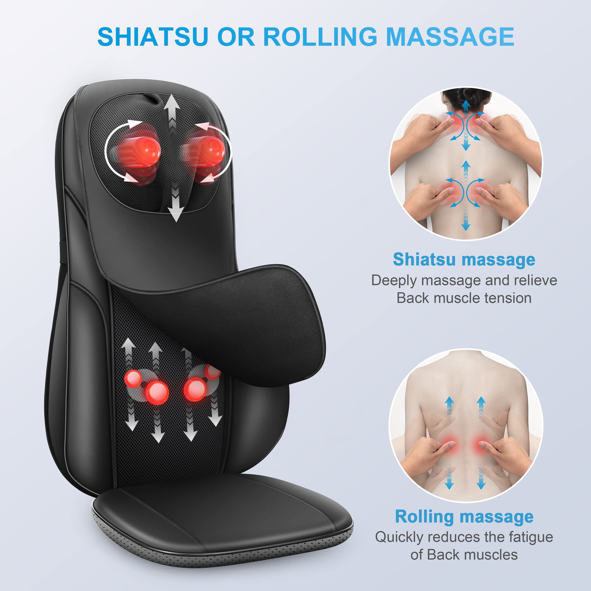 COMFIER Shiatsu Neck & Back Massager with Heat - Adjustable Massage Chair Pad for Full Body Relaxation - Ideal Gift for Dad - Perfect for Office, Home & Car Use
