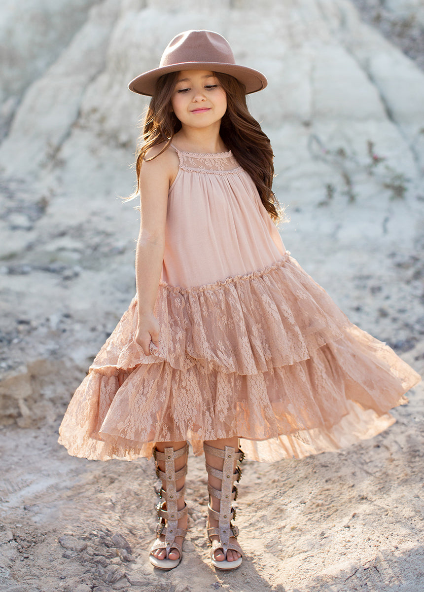 Stylish Catrina Dress in Desert Shell - Elegant Floral Maxi Dress for Women | Perfect for Parties, Weddings & Summer Outfits