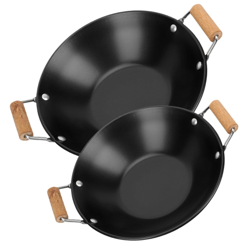 Premium Stainless Steel Griddle Pan Set - 2-Piece Large Wok Pan with Lid, Cast Iron Wok & Non-Stick Skillet for Stir Fry, Sautéing & Asian Cooking | Perfect for Home Chefs & Commercial Kitchens