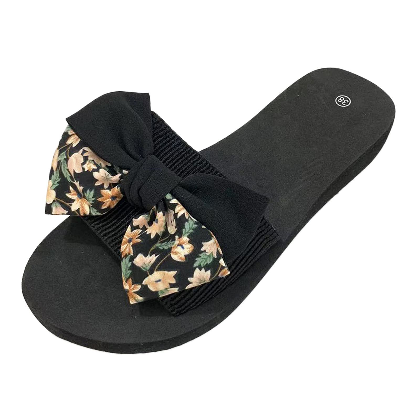 Women's Bohemian Bow Decorated Open Toe Slippers - Summer Clear Studded Sandals for Ladies - Perfect for Beach, Poolside & Casual Outings