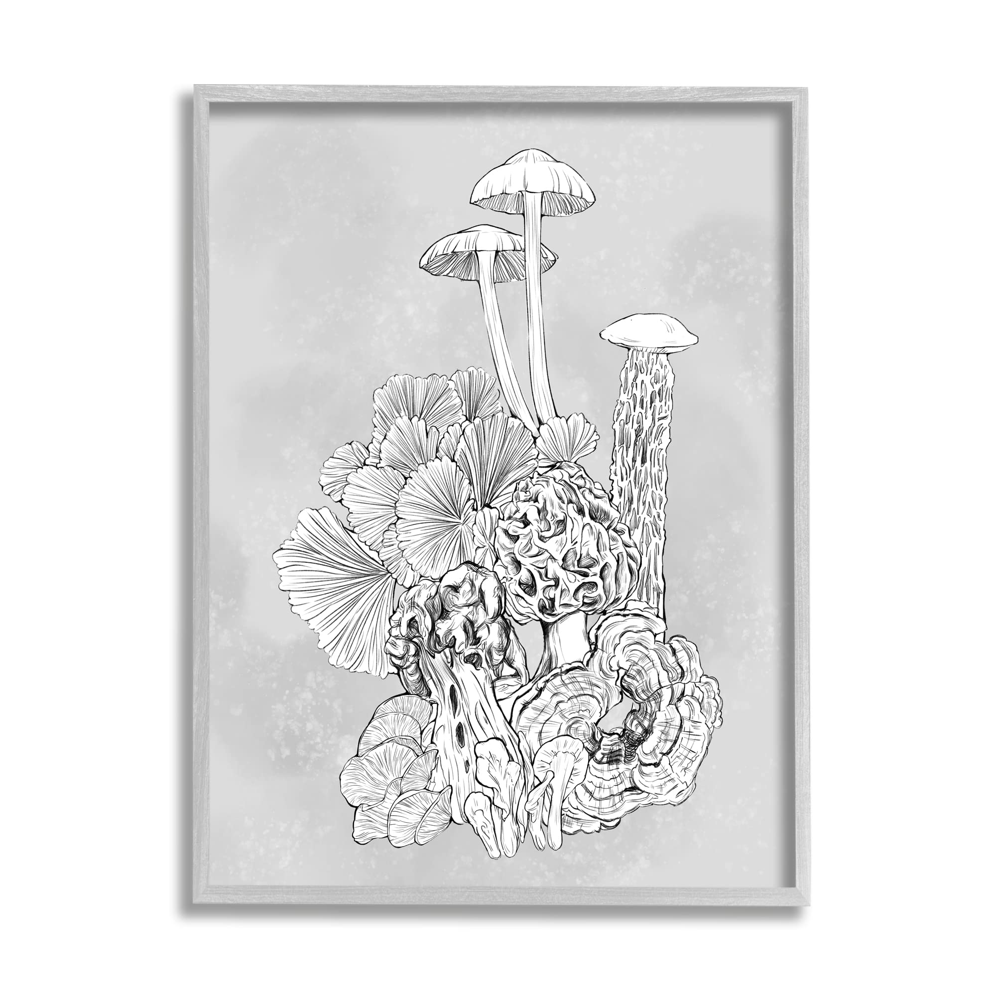 Stupell Industries Botanical Mushroom Art Print - Detailed Plant Study by Ziwei Li - Perfect for Home Decor, Office Wall Art & Nature Lover Gifts