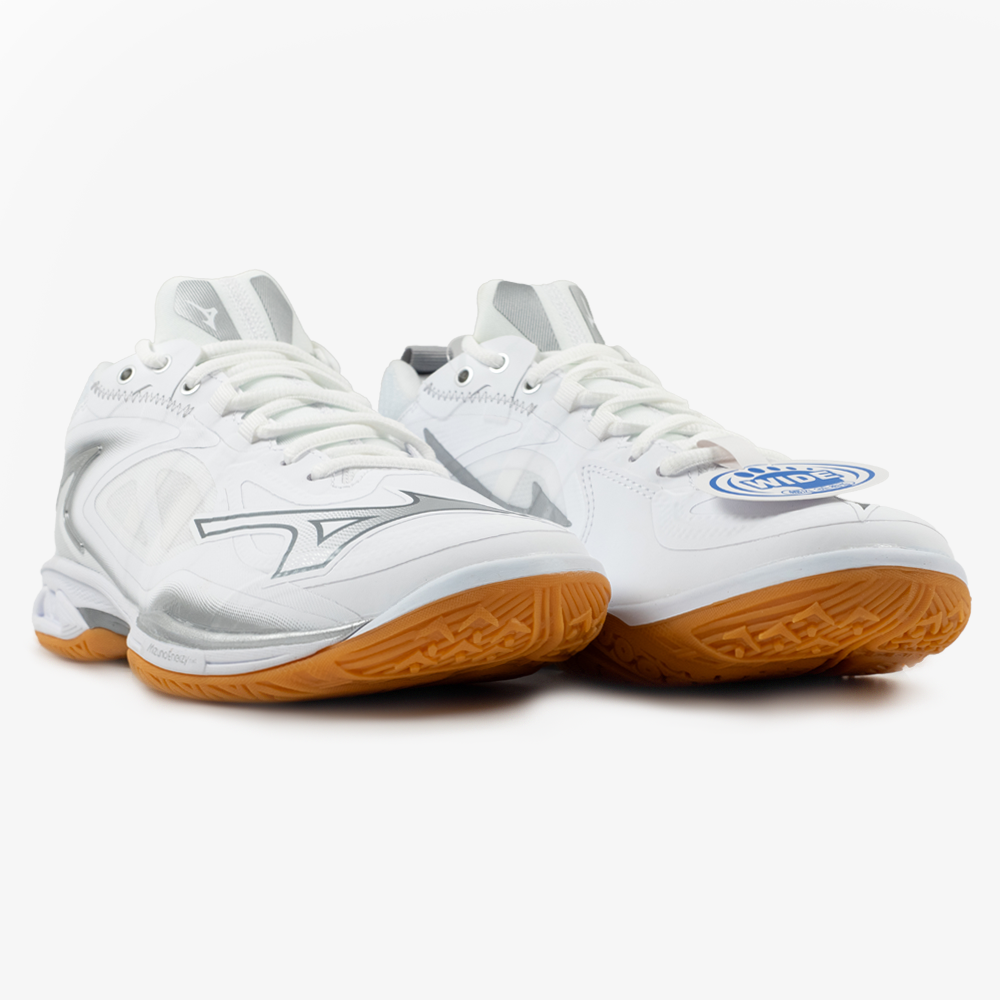 Mizuno Wave Claw Neo 3 Wide Volleyball Shoes for Men & Women - White/Silver - High Performance Indoor Court Shoes for Volleyball & Badminton Players