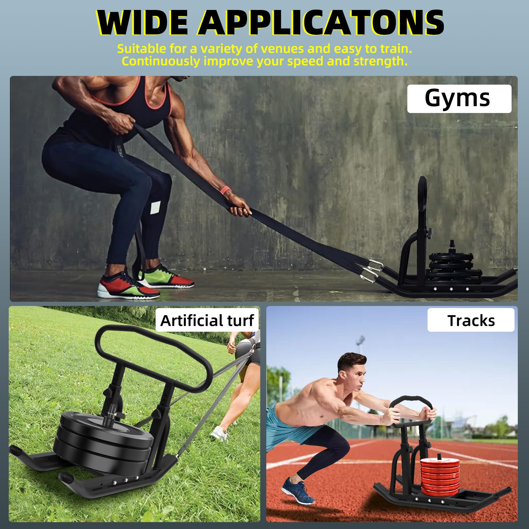 **Adjustable Height Weight Training Sled for Strength & Muscle Building – Heavy Duty Fitness Sled for 1