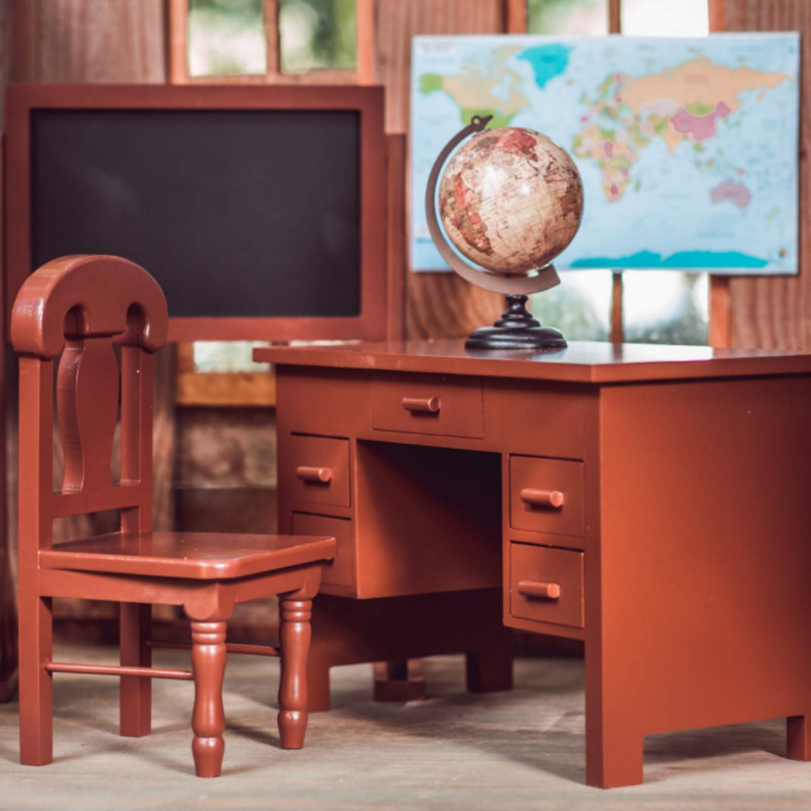 The Queen's Treasures 18 Inch Doll Classroom Set - Teacher & Student Desks, School Books, Chalkboard, Pencil & Globe | American Girl Doll Furniture Compatible | Perfect for School Role Play & Educational Pretend Play