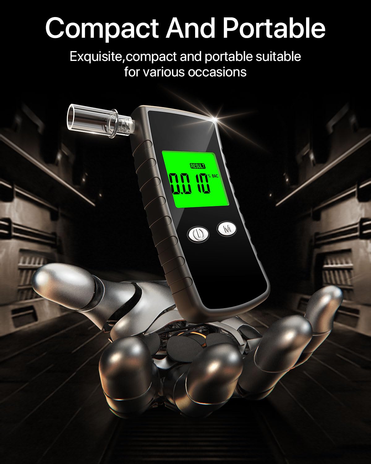**2024 Upgraded Digital Breathalyzer for Alcohol - LCD Display, Portable Alcohol Tester with 10 Mouthpieces & Carrying Case (Black) - Perfect for Home, Car, and Personal Safety Use**