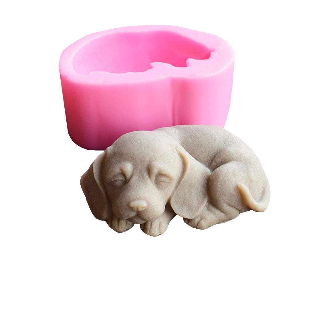 3D Dog Silicone Candle Molds - Cute Puppy Soap & Chocolate Cake Baking Molds - Fondant Cake Dog Molds (2-Piece Set) - Perfect for DIY Candles, Soap Making, Baking & Cake Decorating