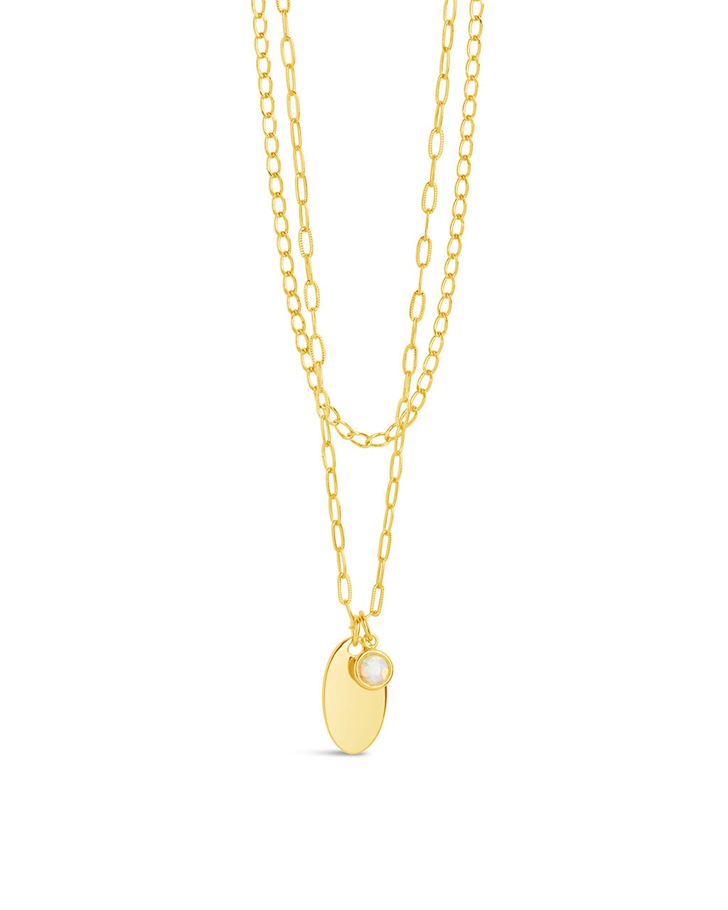 Isla Bezel Opal & Chain Layered Necklace - Dainty Bohemian Jewelry for Women, Gift for Her, Perfect for Weddings & Date Nights