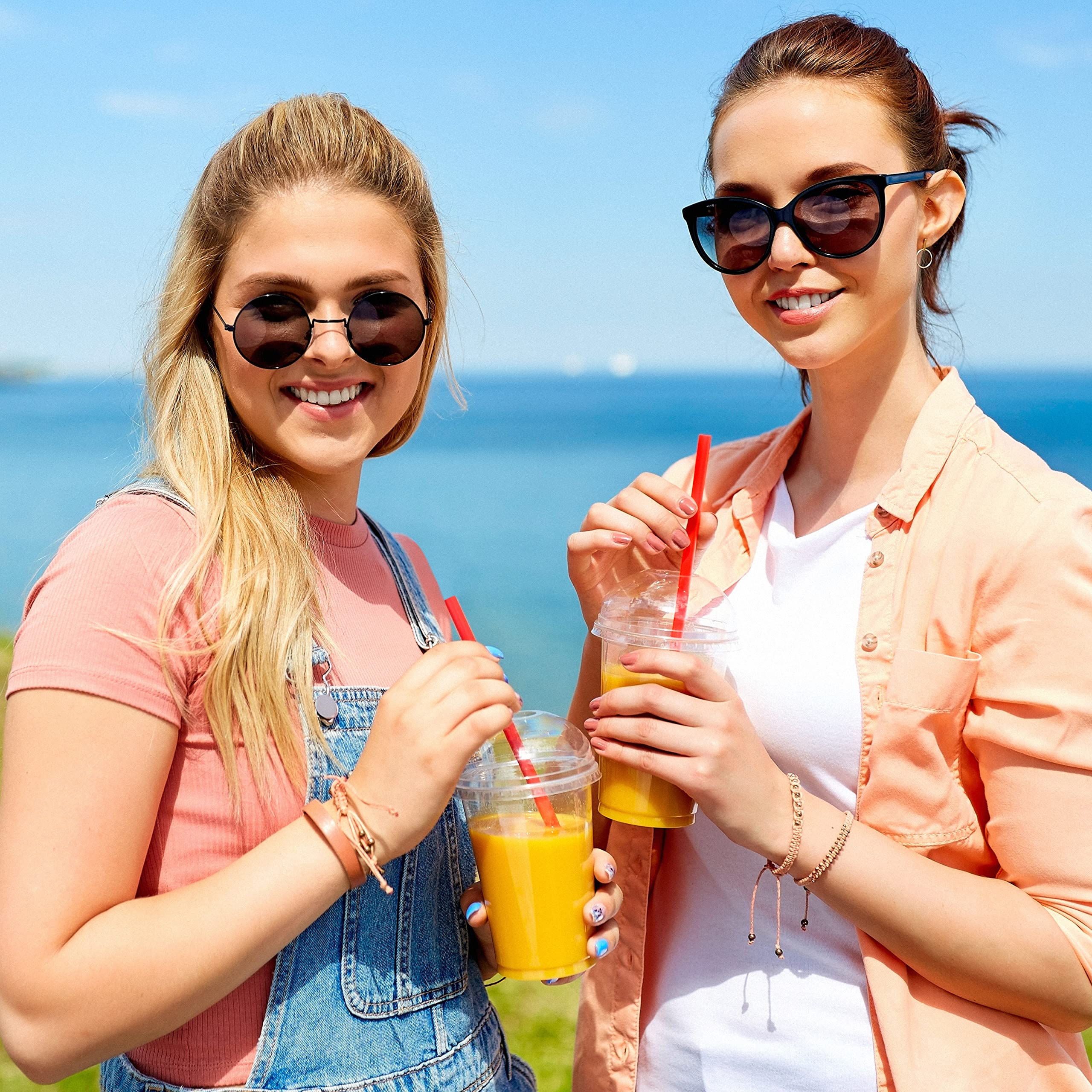 50 Individually Wrapped Colorful Plastic Boba Straws - Extra Wide Jumbo Smoothie & Milkshake Straws - Disposable Large Drinking Straws for Bubble Tea, Iced Coffee, and Thick Beverages at Home or Cafes