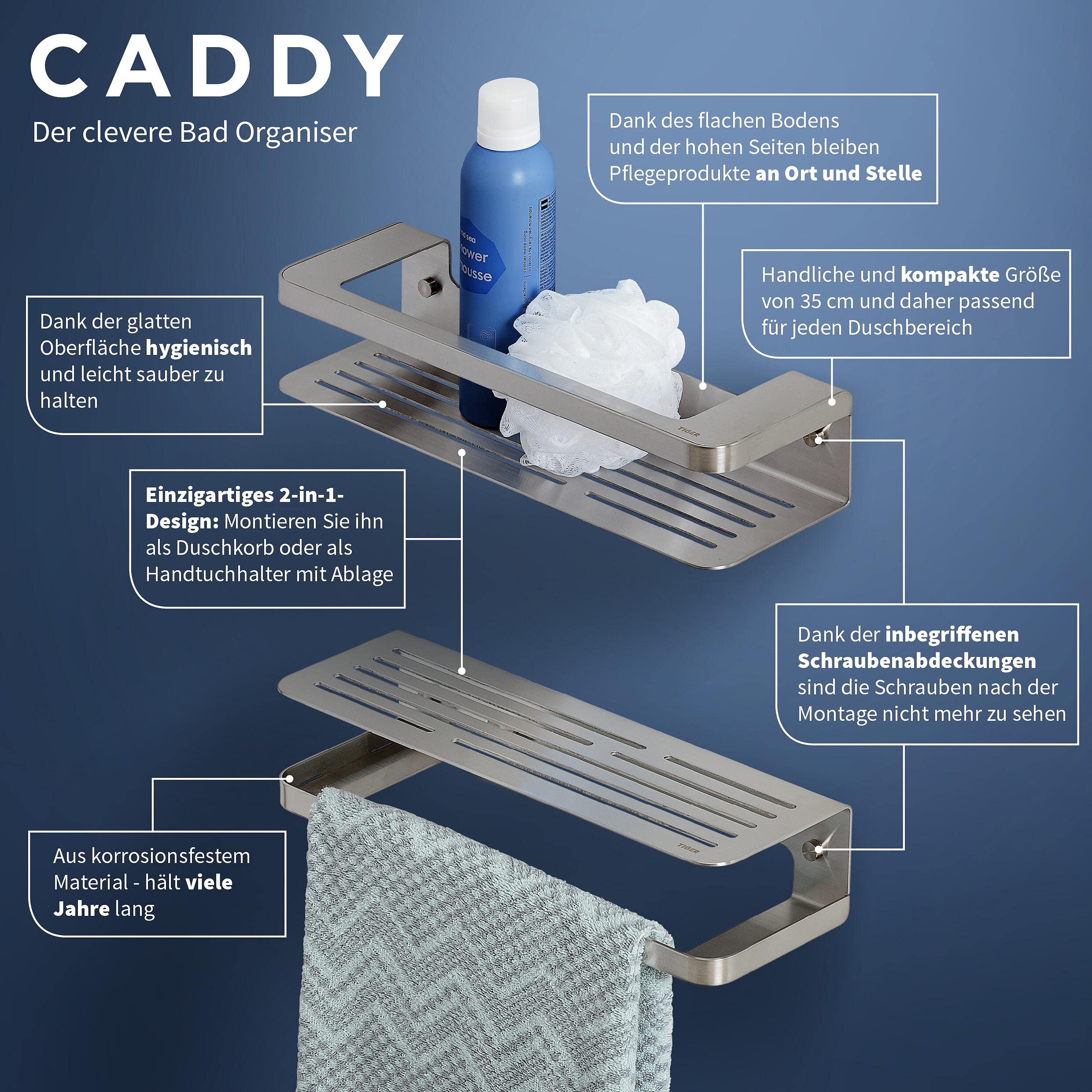 Brushed Stainless Steel Shower Caddy Basket - 13.8