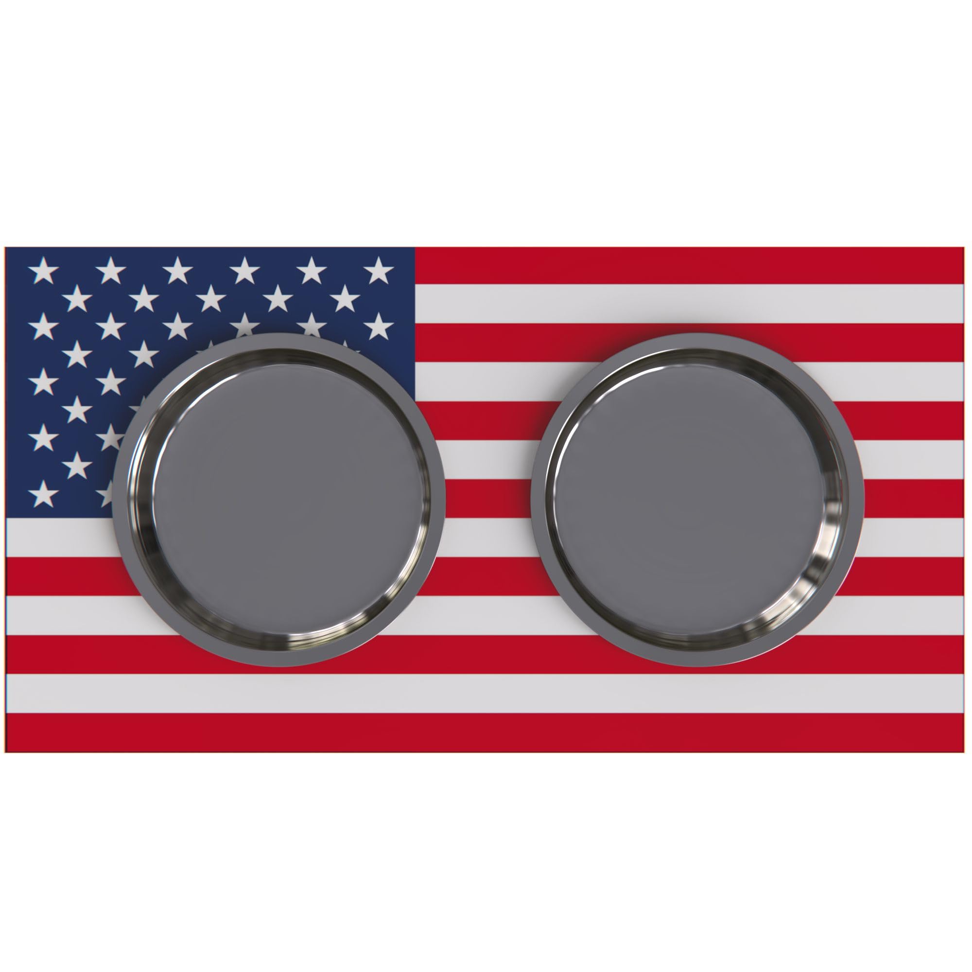 Personalized Elevated Dog Bowl Stand for Large, Medium, Small & X-Small Dogs - Stainless Steel Raised Pet Food & Water Bowls - Adjustable Height Anti-Slip Dog Dish (X-Small, Flag Design) - Perfect for Home, Office & Travel Use