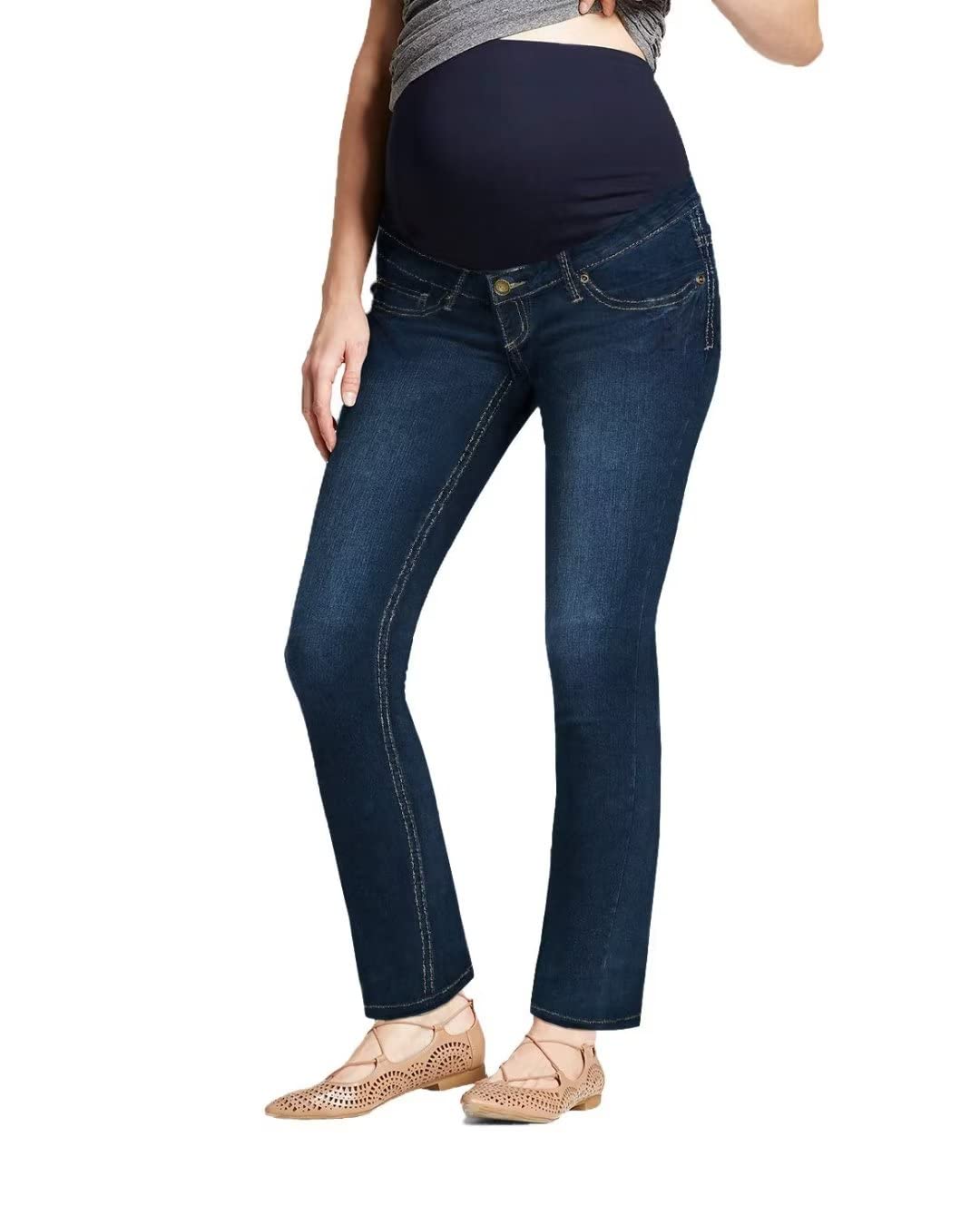 Hybrid & Company Super Comfy Stretch Women's Maternity Bootcut Jeans with Real Pockets - Perfect for Pregnancy Comfort & Everyday Wear