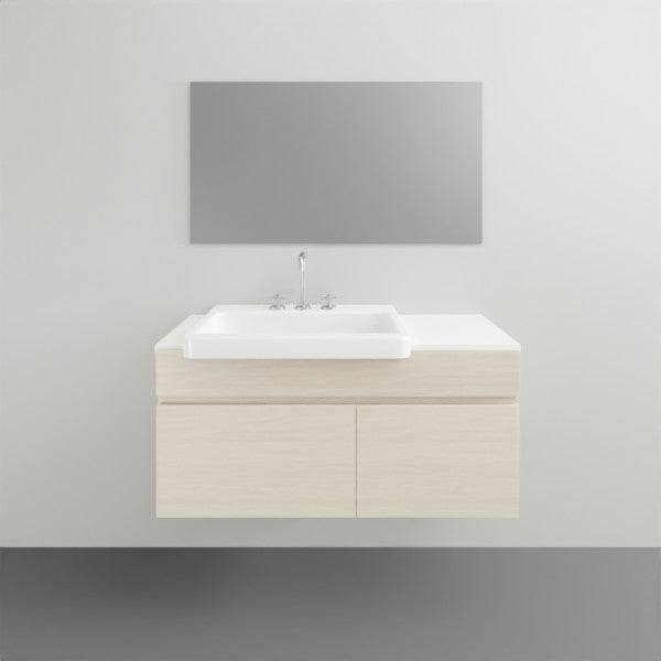 ADP Glacier Lite Semi-Recessed Vanity with Solid Surface Top - Slim Bathroom Sink Cabinet for Small Spaces, Perfect for Modern Powder Rooms and Compact Bathroom Designs