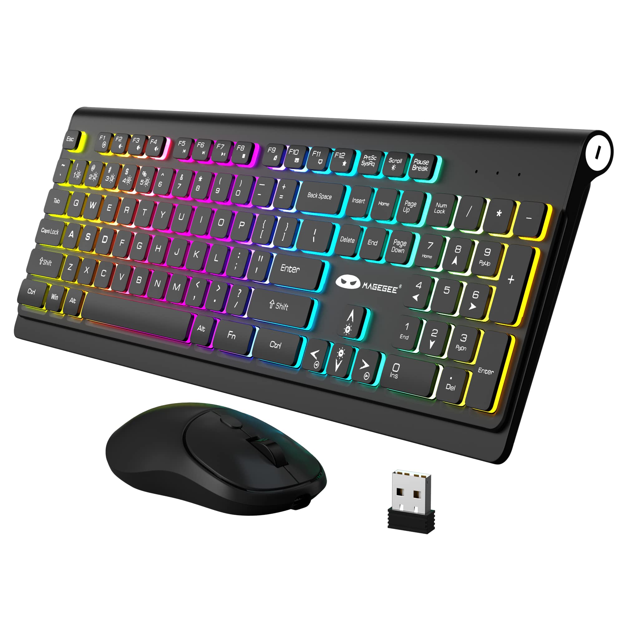 2.4GHz Wireless Keyboard and Mouse Combo - Silent Full Size QWERTY Keyboard with USB Receiver - Slim Ergonomic Design for PC, Laptop, Mac & Windows (Black) - Perfect for Office, Home & Gaming Use