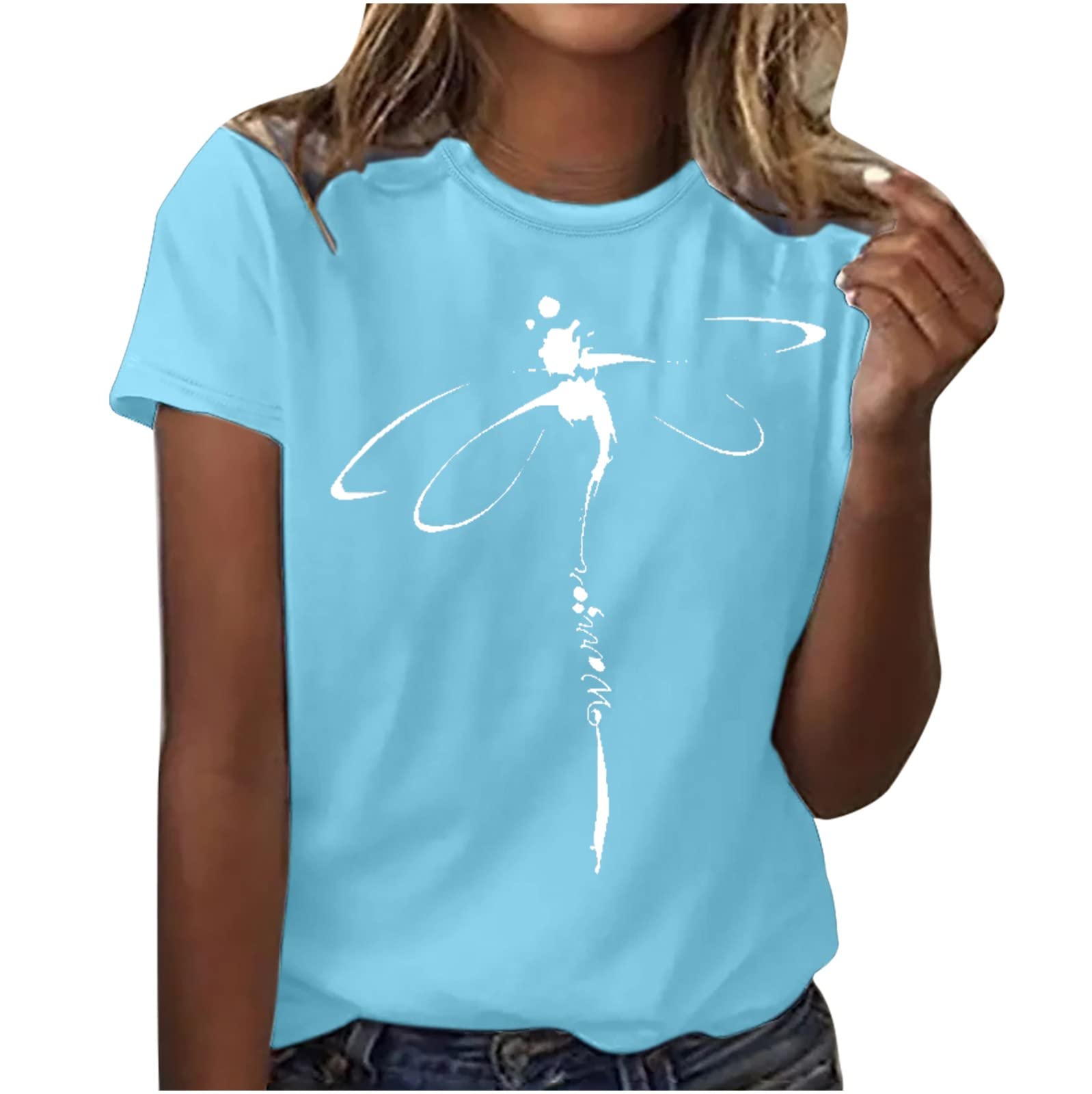 Women's Casual Graphic Short Sleeve T-Shirt - Round Neck Printed Blouse Top | Perfect for Everyday Wear, Weekend Outfits & Street Style Fashion