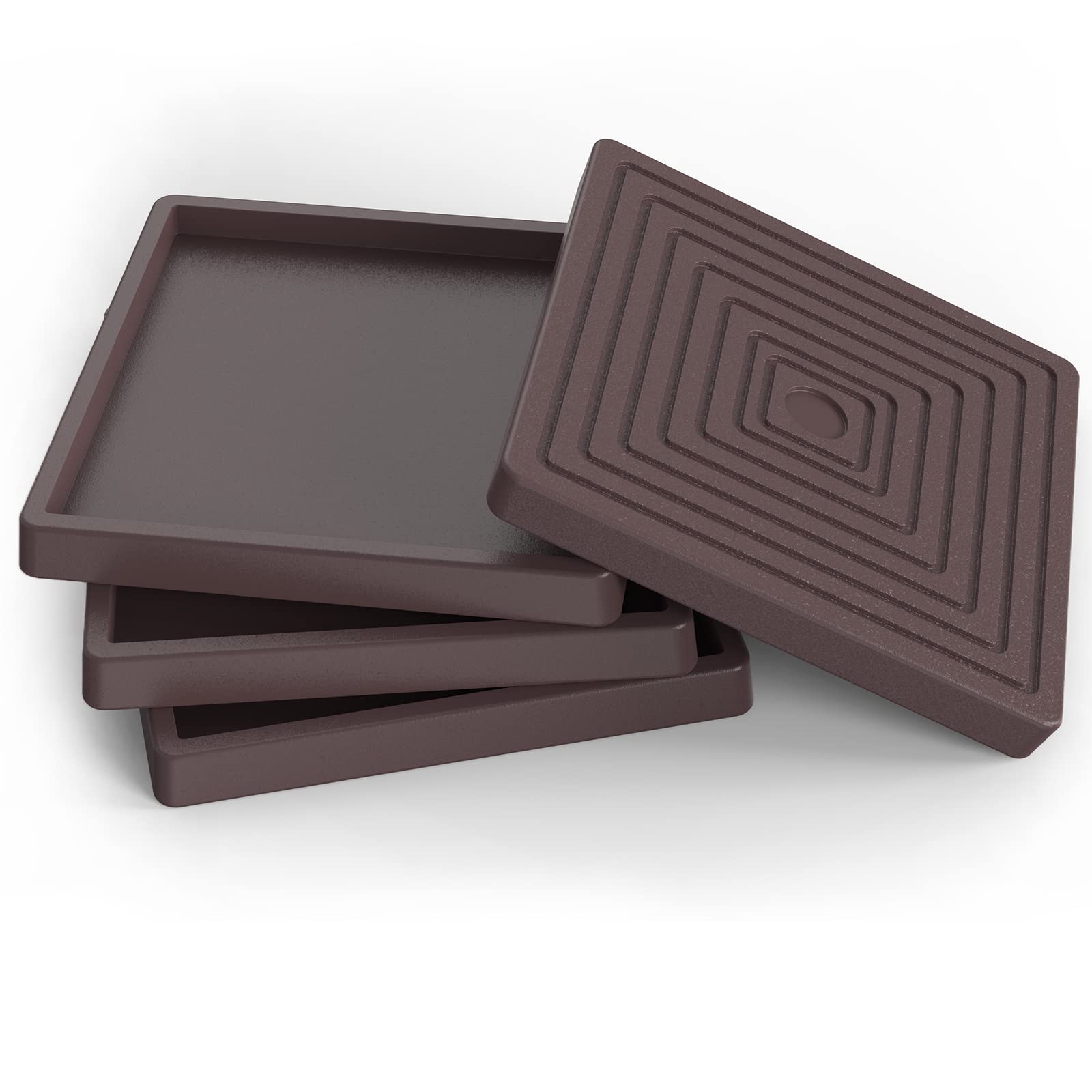 4Pcs 3.5 Inch Brown Rubber Non-Slip Furniture Coasters - Heavy Duty Bed Leg Pads & Floor Protectors for Hardwood Floors - Perfect for Sofas, Chairs, Tables & Moving Furniture Safely