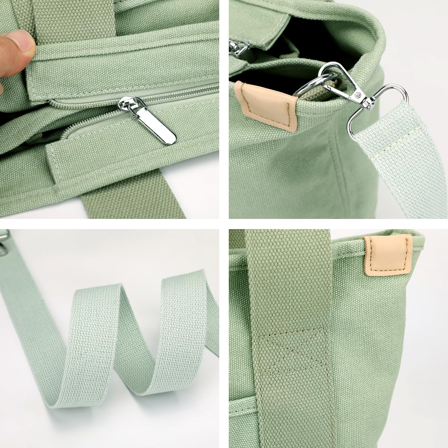 Women's Canvas Tote Bag with Zipper - Crossbody Purse for Daily Use