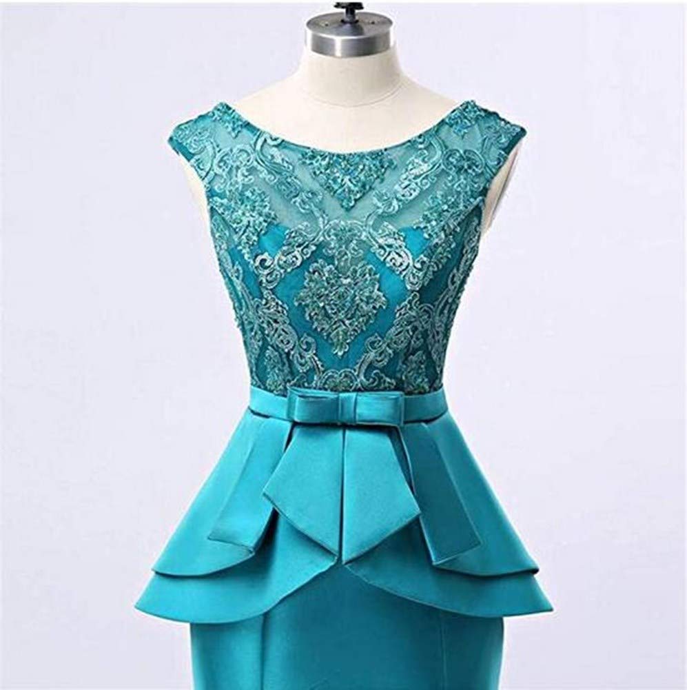 Elegant Blue Lace Mermaid Evening Gown for Women - Long Formal Party Dress for Prom, Wedding, and Special Occasions