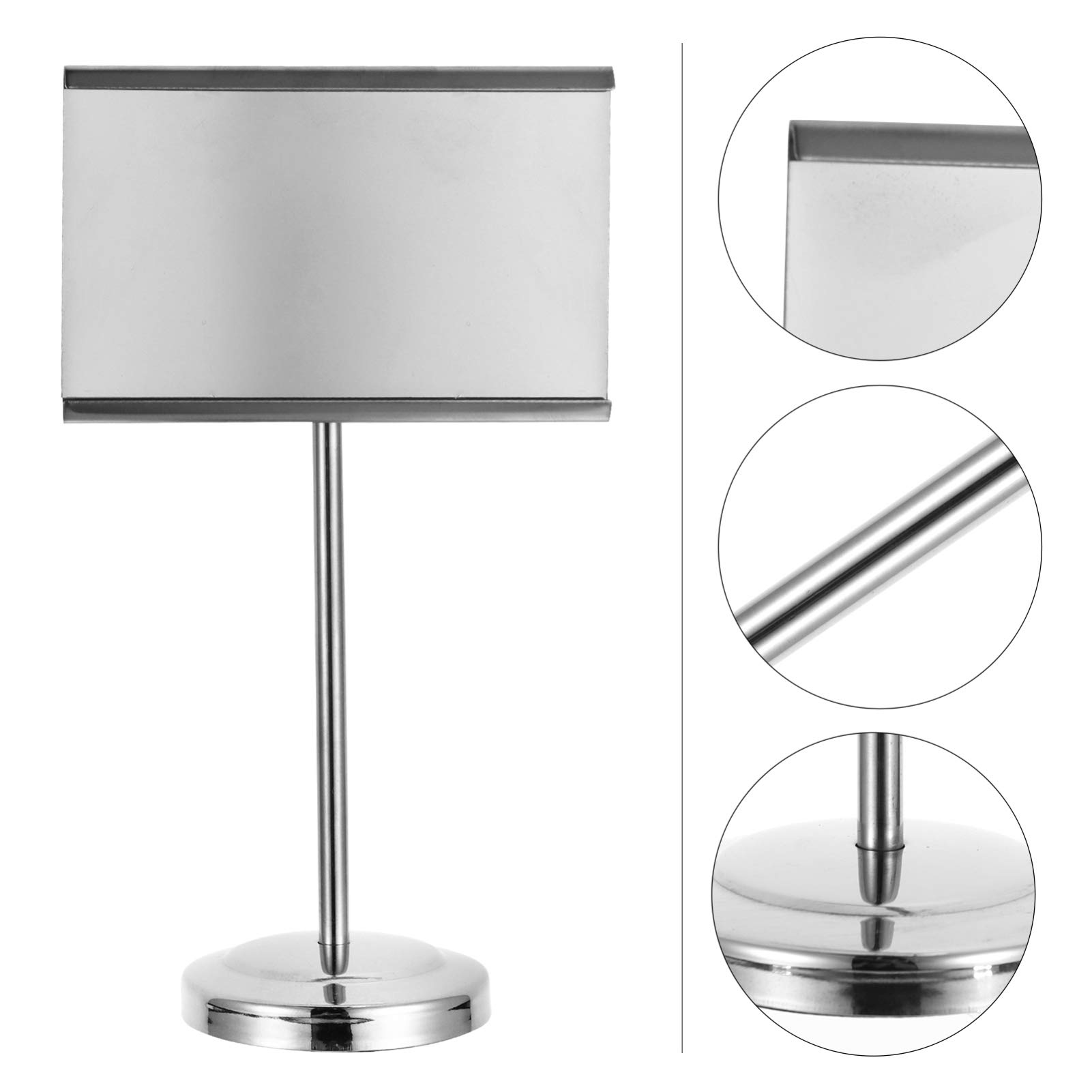 Premium Stainless Steel Business Card Holder - Hemoton Square Desk Name Stand with Memo Clip for Office, Events & Restaurants | Durable Seating Card Holder for Professional & Personal Use