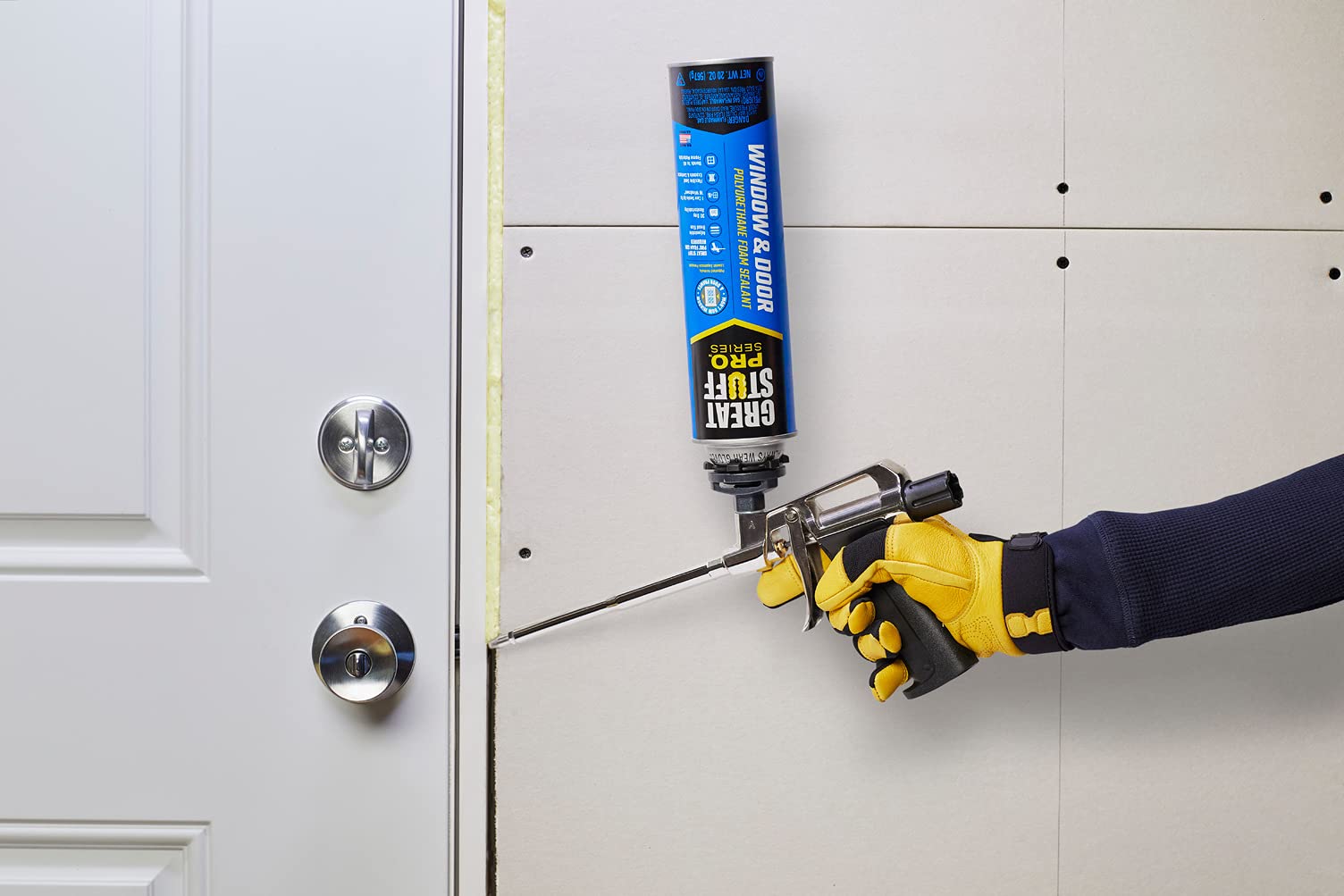 GREAT STUFF PRO 20oz Low Expansion Polyurethane Foam Sealant for Windows & Doors - Air Tight, Water Resistant, Insulating Spray Foam (Off White, Pack of 12 with Applicator Gun) - Perfect for Weatherproofing, Draft Protection & Home Insulation Projects