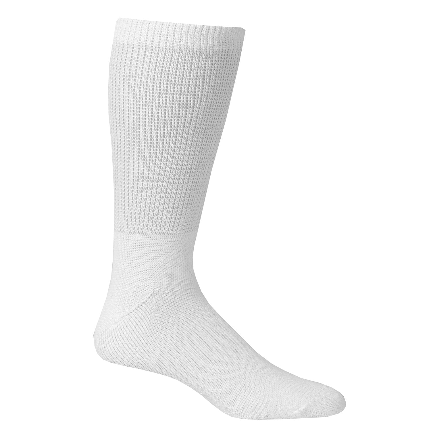 Unisex Buster Brown Wide Calf Diabetic Socks for Men & Women - 3 Pairs (White, Large) - Comfortable Bariatric Socks for Swollen Feet, Diabetes & Circulation Support - Perfect for Daily Wear, Travel & Medical Use