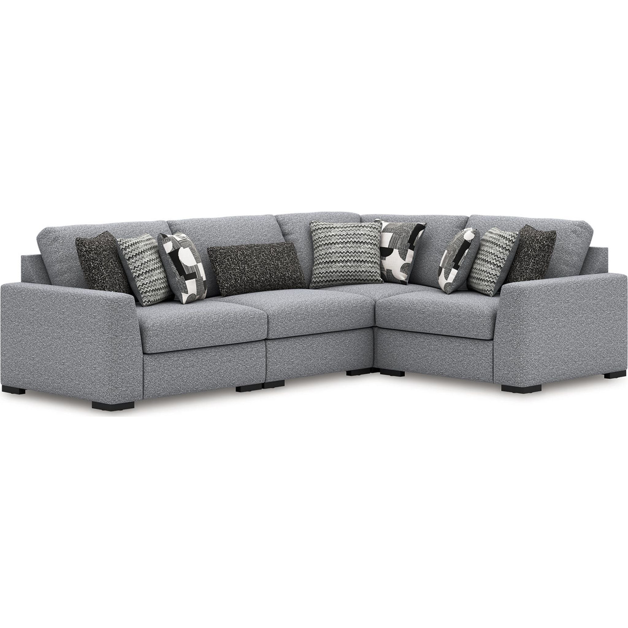 Bealton 4-Piece Sectional Sofa Set in Salt & Pepper Color - Modern L-Shaped Couch for Living Room, Family Room & Lounge Areas