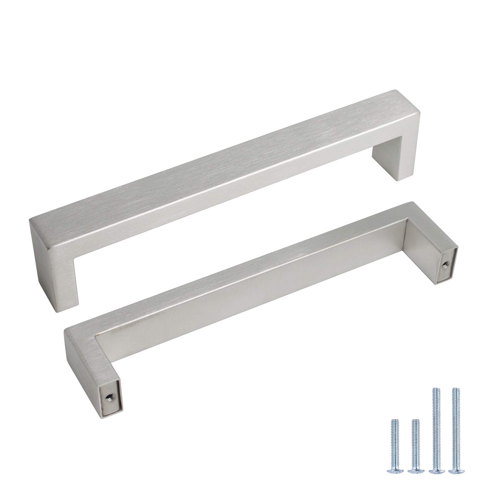 (25 Pack) Probrico 6-3/10 Inch (160mm) Brushed Nickel Cabinet Handles - Wide Style Drawer Pulls, Square Bar Dresser Handles, Stainless Steel Cabinet Pulls for Kitchen Cabinets, Dressers & Furniture Hardware (Perfect for Modern Home Renovation)