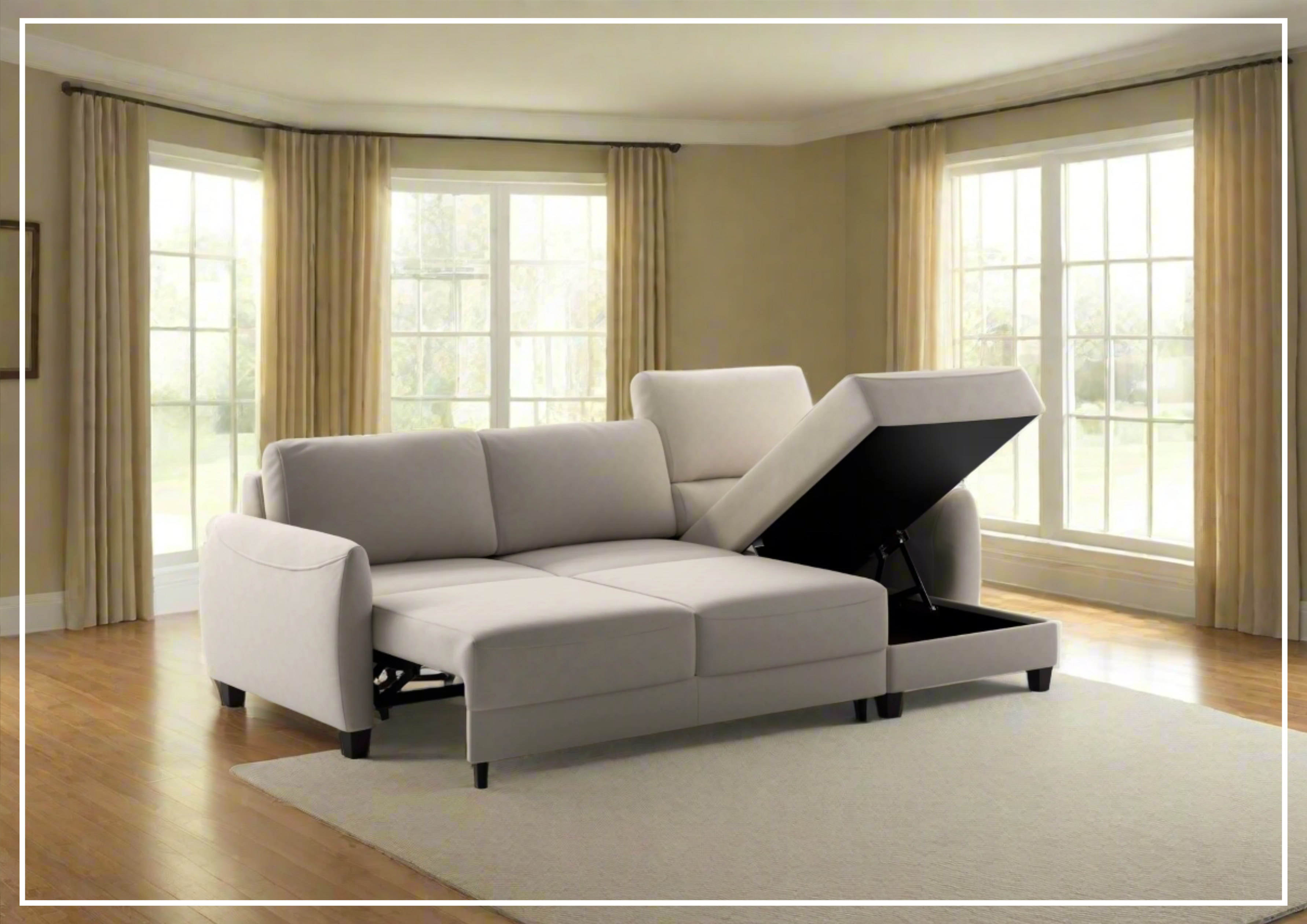 Luonto Delta 3-Seater Fabric Full XL Sectional Sofa Sleeper with Reversible Chaise - Modern Living Room Furniture for Small Spaces, Comfortable Sleeper Sofa for Guests, Perfect for Apartments and Cozy Homes