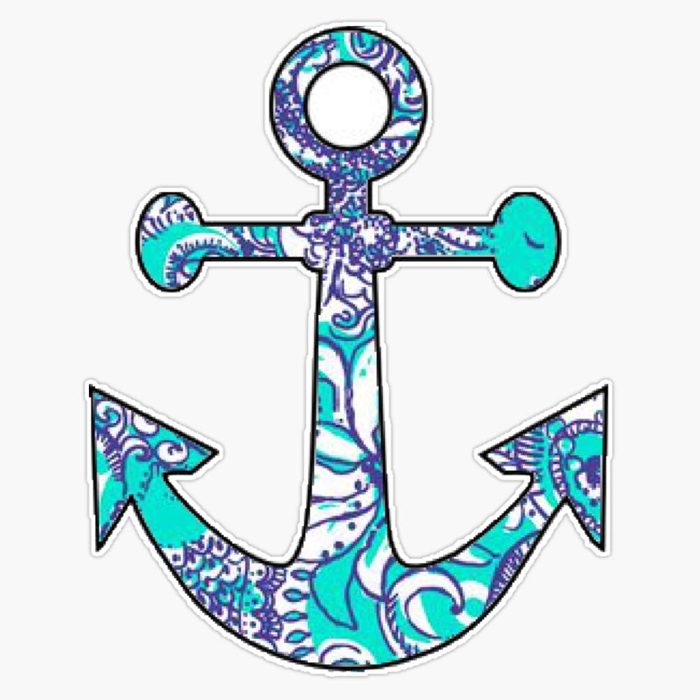 Preppy Anchor Decal Vinyl Bumper Sticker 5 Inch - Waterproof & Durable Car Decal for Boat, Laptop, or Wall Decor