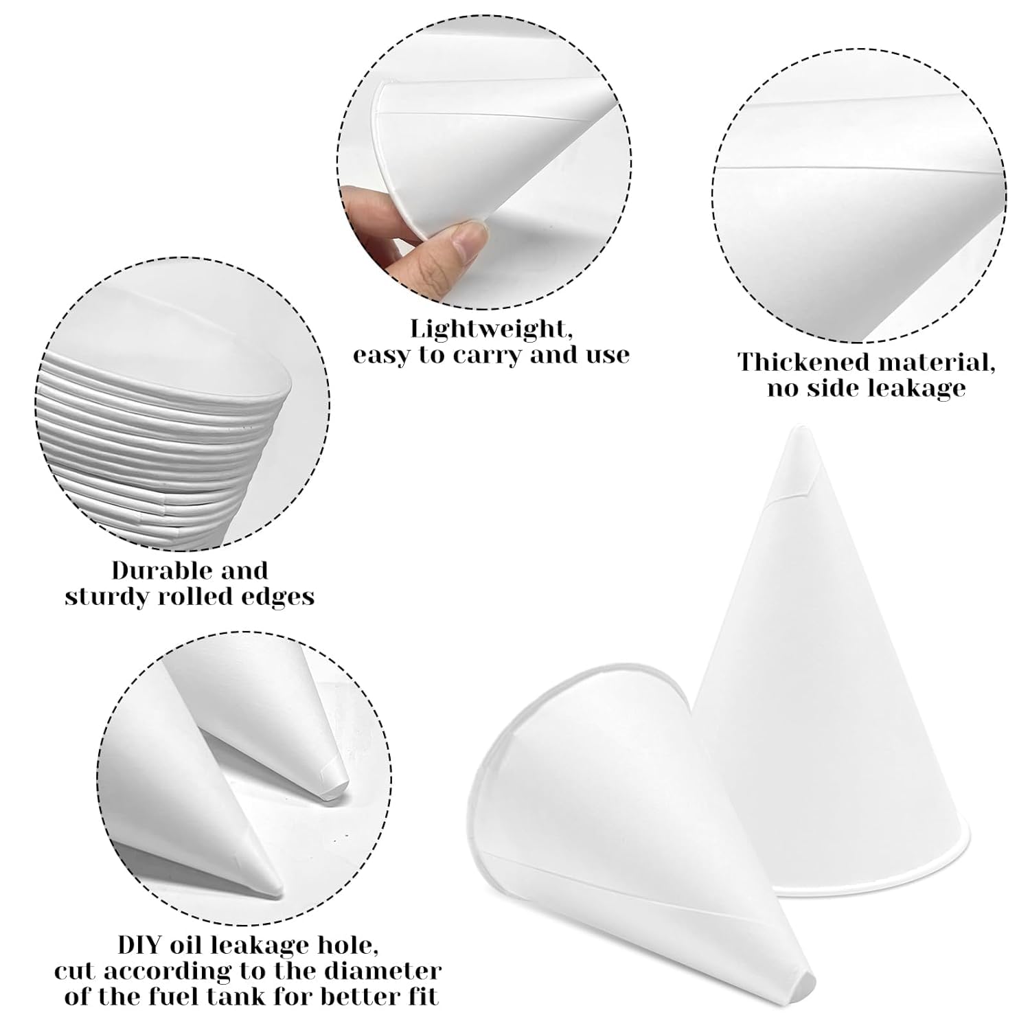 50 Pack Disposable Paper Oil Funnels 4.5oz - Foldable Motor Oil Funnel for Automotive, Engine & Liquids - Leak-Proof Flat Pack Design for Easy Storage & DIY Oil Changes