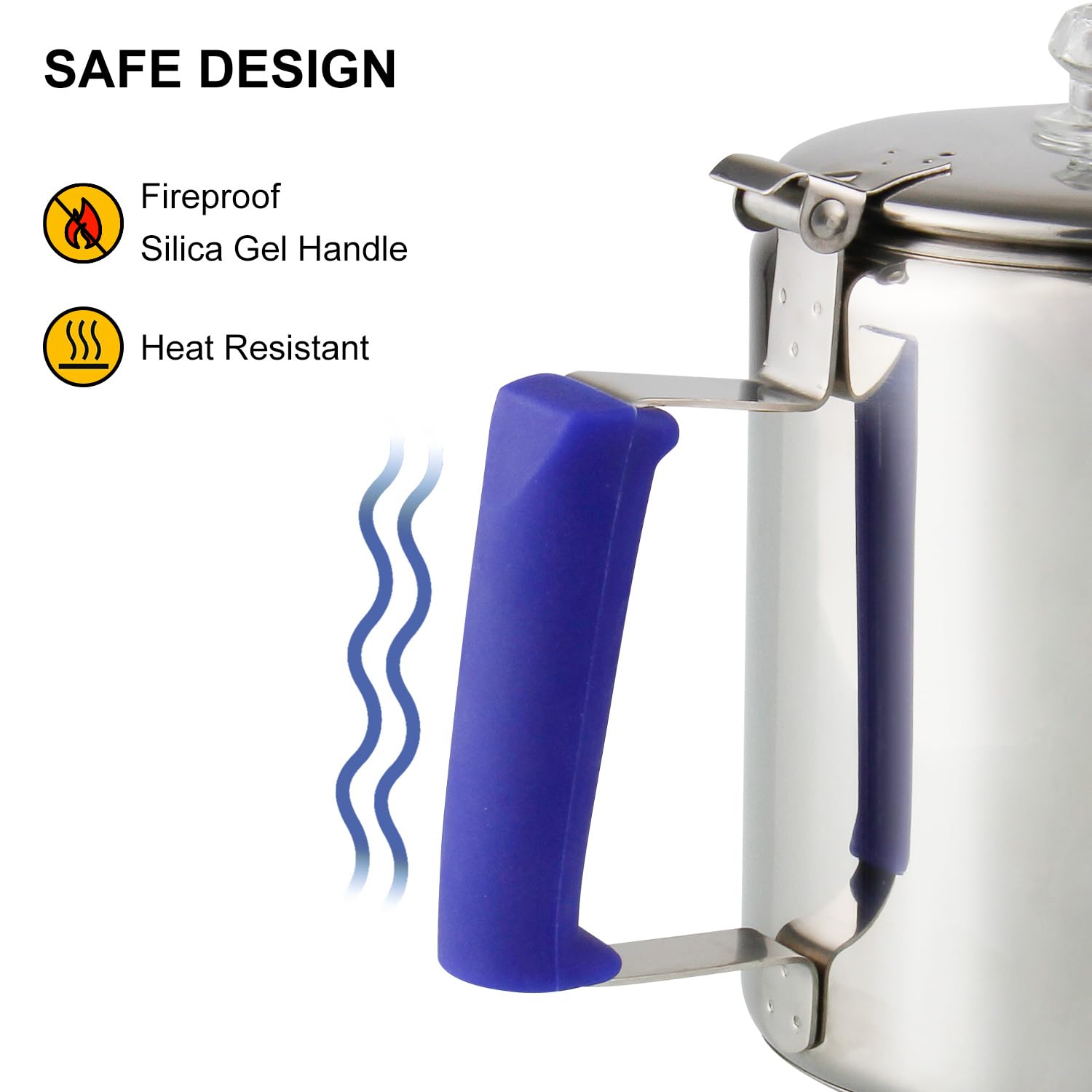 Premium Stainless Steel Stove Top Percolator Coffee Maker - 9 Cup Camping Coffee Pot with Borosilicate Glass Knob & Heat-Resistant Handle for Campfire, Induction Cooker & Home Use - Perfect for Outdoor Adventures & Daily Brewing