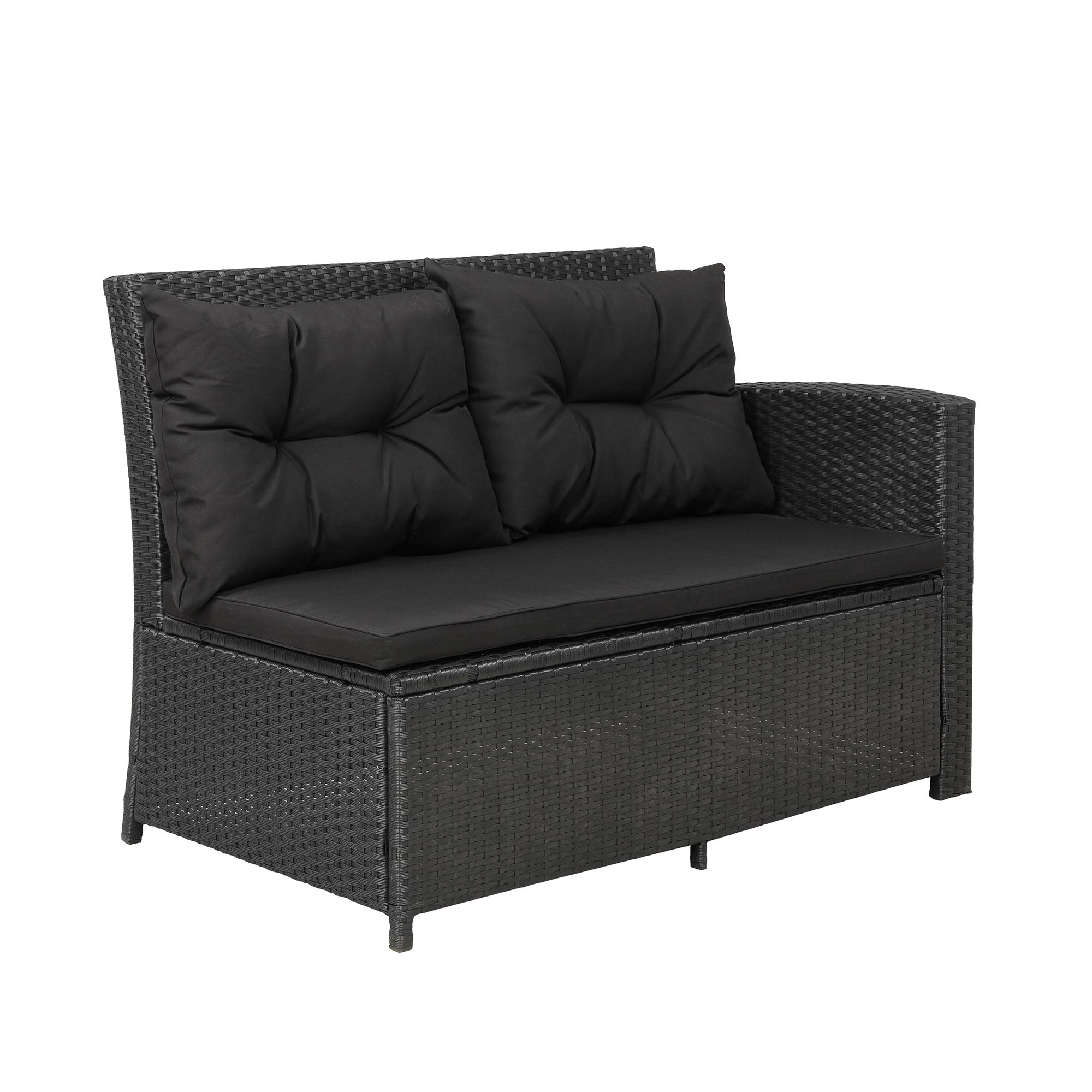 RUNNA 6-Piece Outdoor Patio Furniture Set - Waterproof Wicker Sectional Sofa with Tempered Glass Coffee Table & 2 Ottomans - Perfect for Poolside, Backyard, Garden, Deck or Lawn (Black)