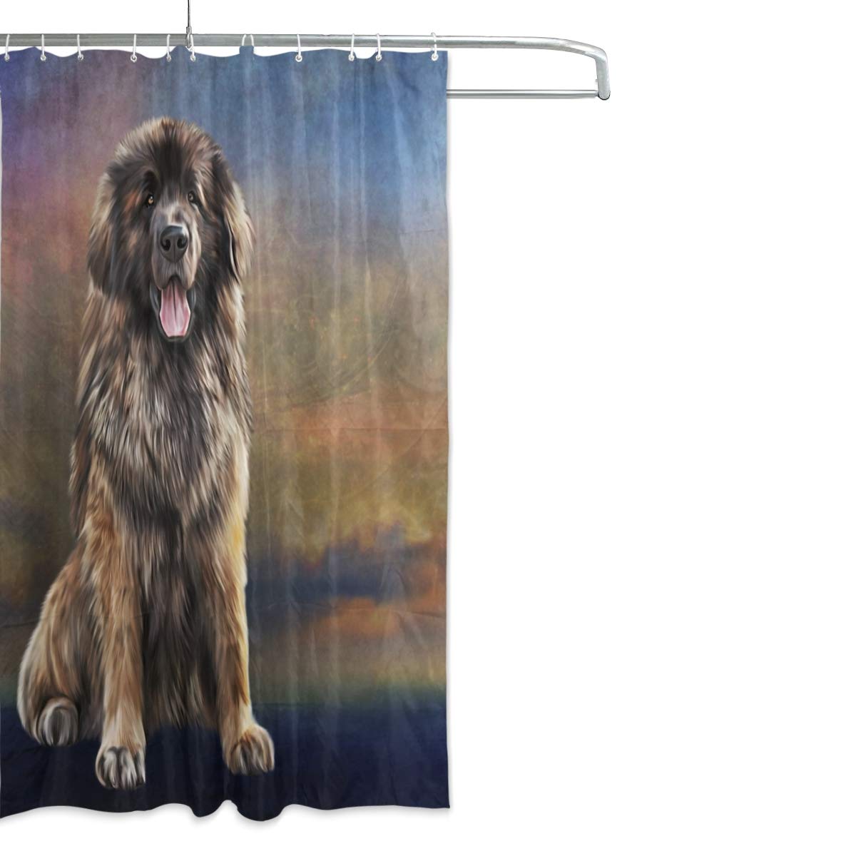 ALAZA Leonberger Dog Shower Curtain 66 x 72 Inch - Waterproof Polyester Bathroom Decor with Hooks - Perfect for Pet Lover's Bathroom, Dog Theme Home Decor