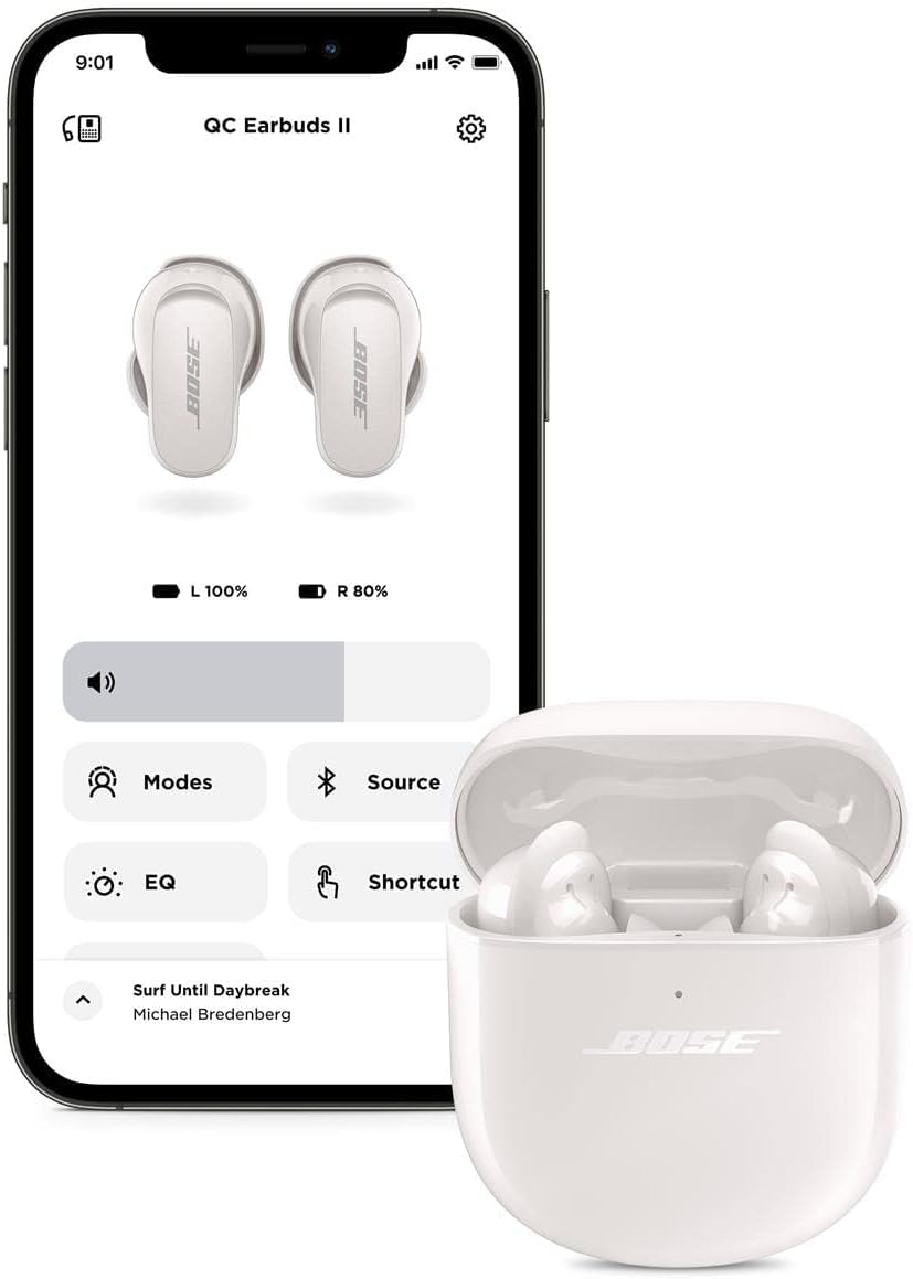 Bose QuietComfort Earbuds II Wireless Bluetooth Earbuds with Active Noise Cancelling Technology, Personalized Sound & Noise Cancellation, Soapstone Color - Perfect for Travel, Workouts & Commuting