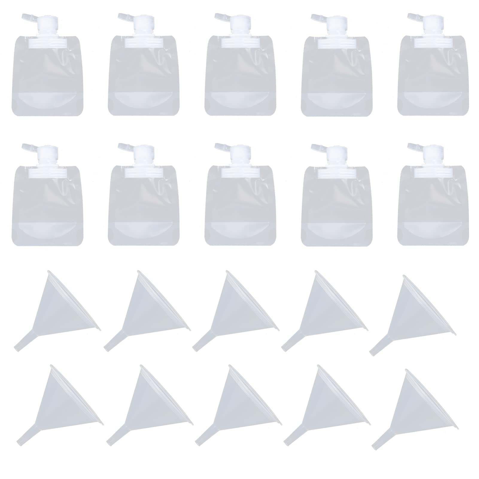 ARTIBETTER 20pcs Leakproof Empty Squeeze Pouches - Travel Size Shampoo, Shower Gel & Lotion Containers with Funnels - Portable Cosmetic Fluid Packaging for Camping, Hiking & Air Travel