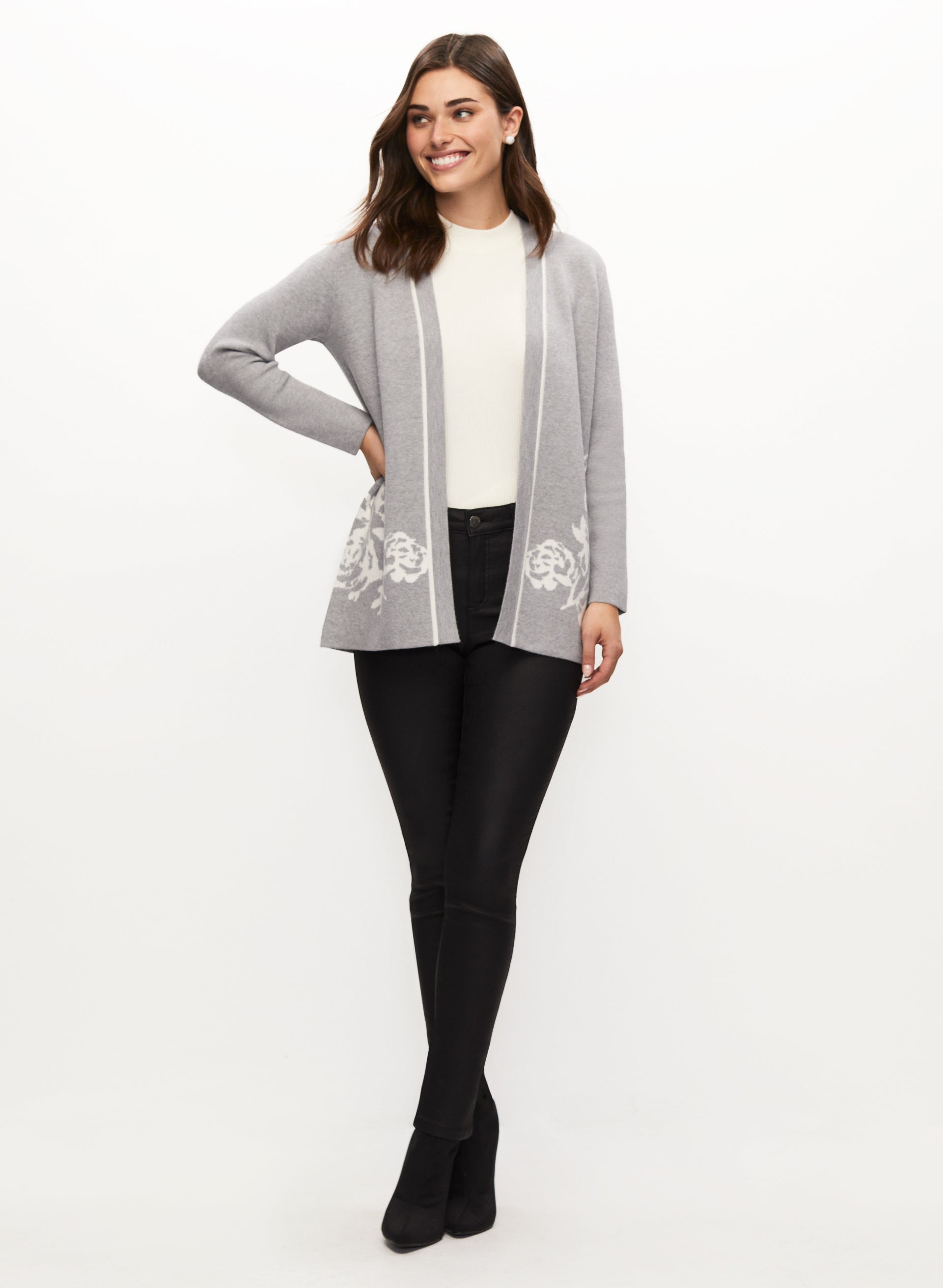 Floral Print Cardigan Women's Sleeveless Knit Sweater with High Waist Jeans Set - Casual Outfit for Spring Summer Fashion & Office Wear