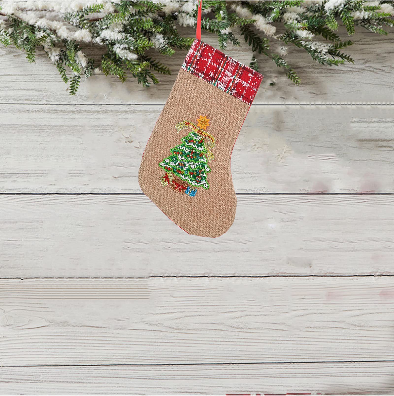 LUSandy DIY 5D Diamond Painting Christmas Stockings - 12.2 Inch Glittering Holiday Decor for Tree, Fireplace & Party | Xmas Candy Bags, Family Gift Exchange & Festive Home Decoration