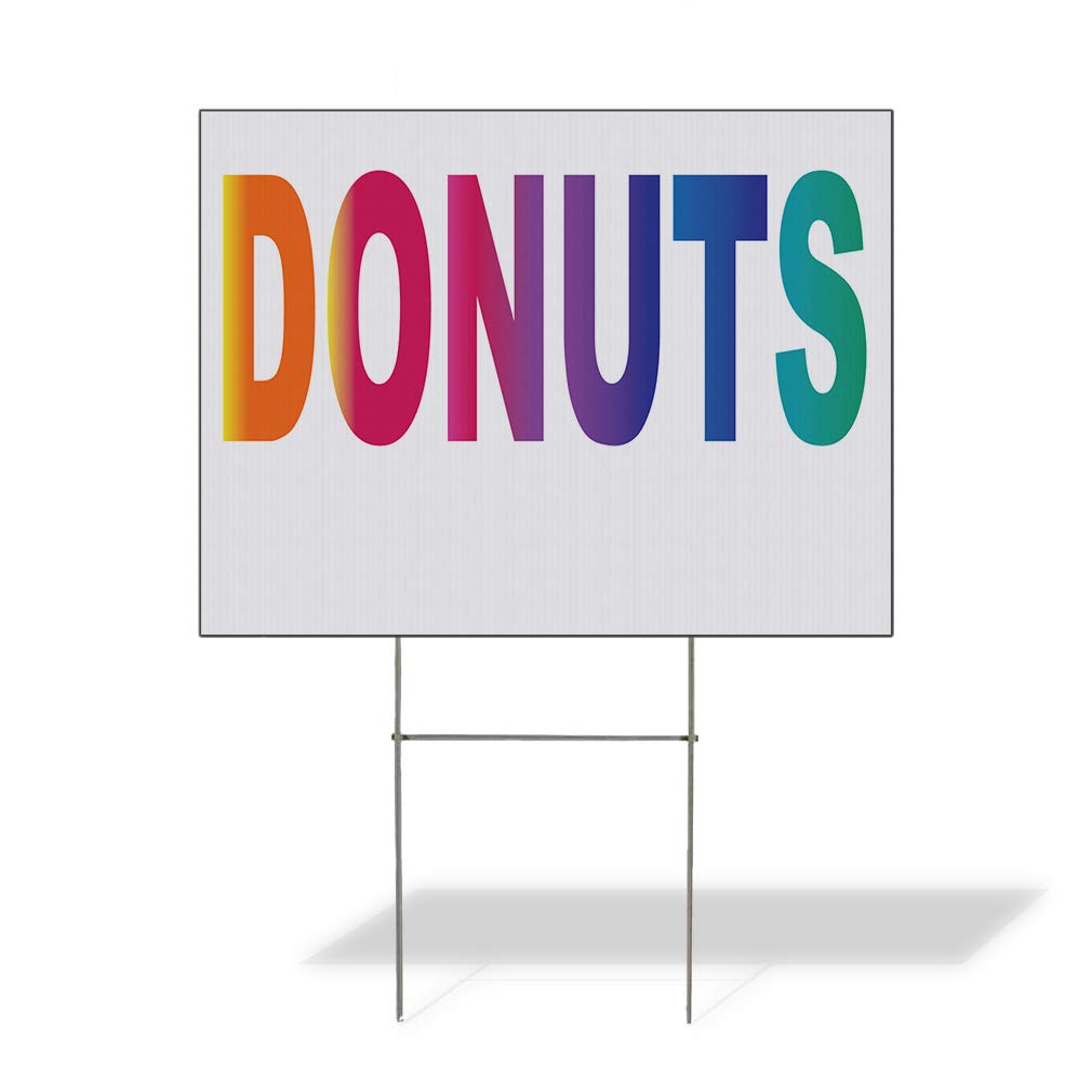 24x18 Inch Weatherproof Yard Sign - Donuts Rainbow Food Bar Restaurant Truck Lawn Garden Coffee Shop Decor - Single-Sided Print for Outdoor Advertising & Business Promotion
