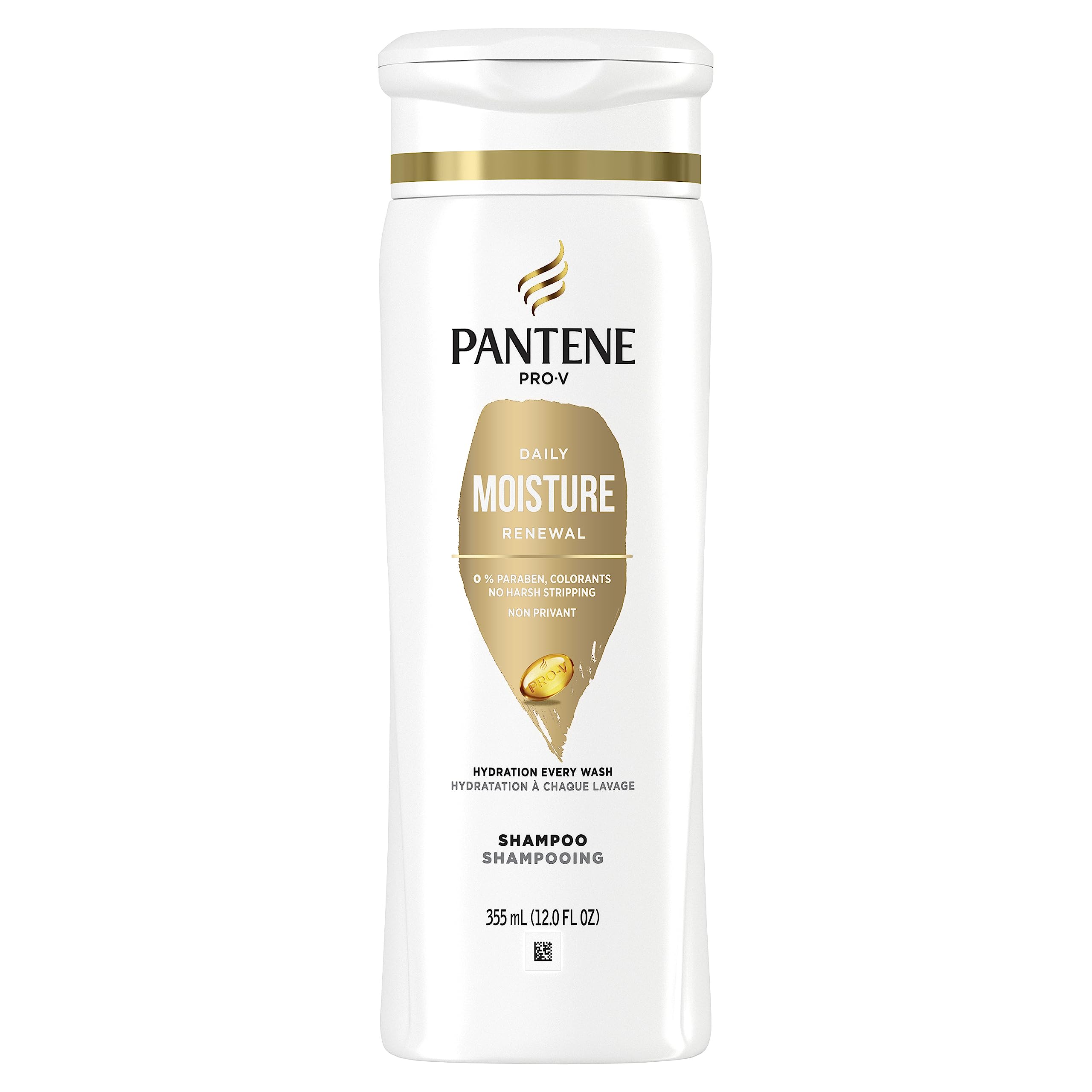 Pantene PRO-V Daily Moisture Renewal Shampoo for Dry Hair - 12 oz Bottle | Hydrating & Nourishing Formula for Soft, Shiny Hair | Perfect for Daily Use at Home or Salon