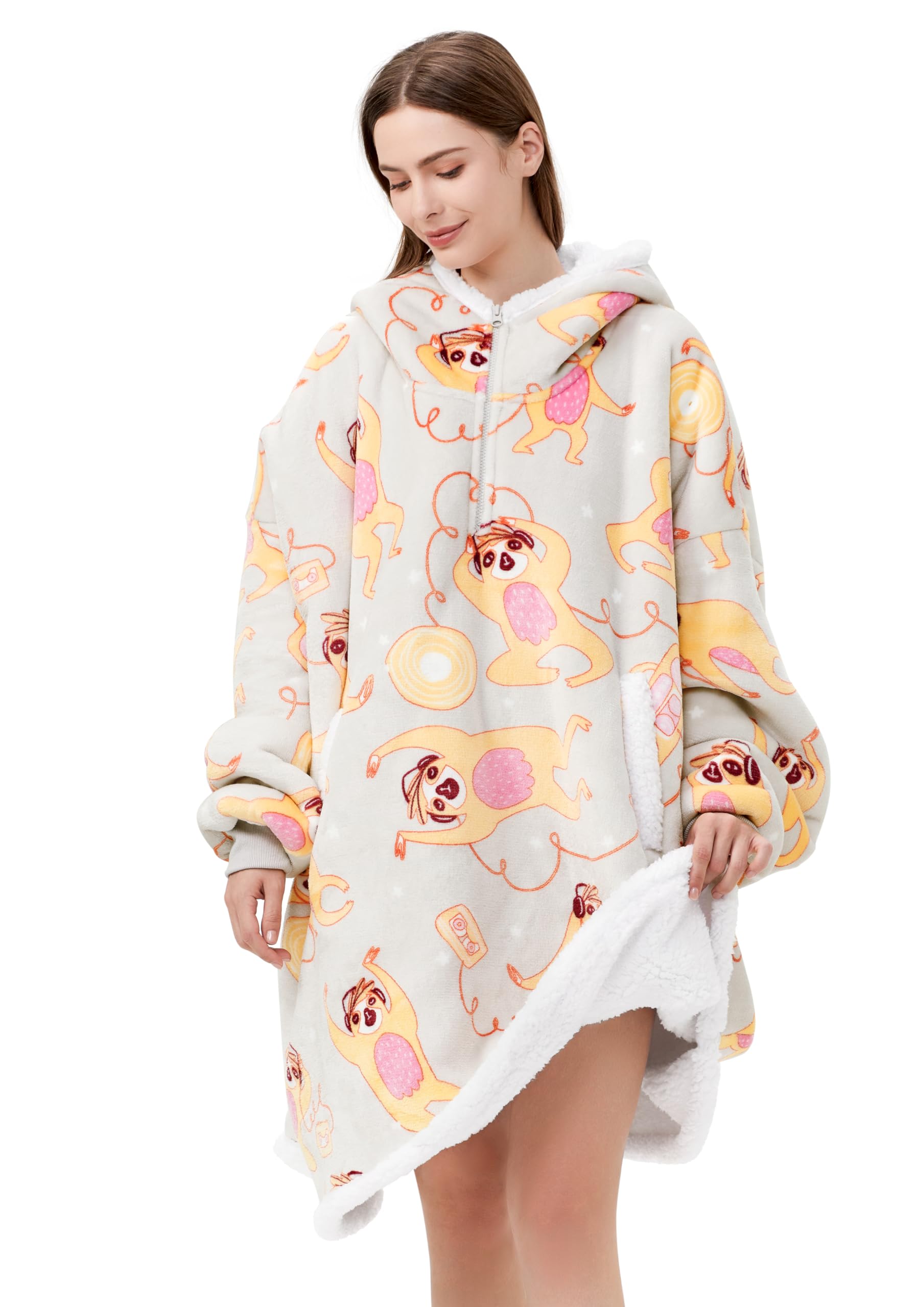 Sunolga Women's Wearable Blanket Hoodie - Oversized Soft Fleece Sweatshirt with Hood & Kangaroo Pocket | Cozy Loungewear for Home, Camping & Outdoor Activities