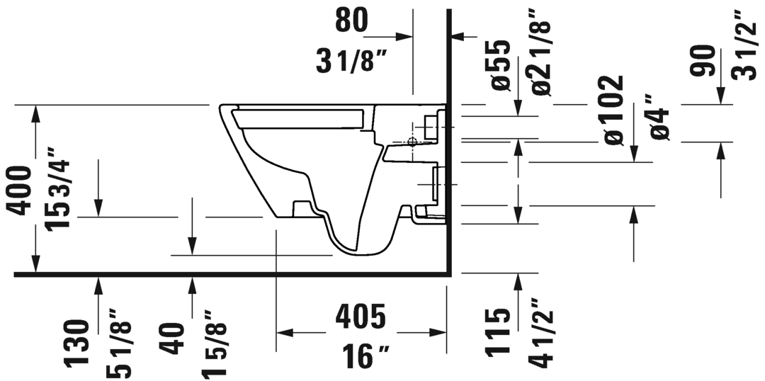 Duravit D Neo Wall Mount Rimless Toilet Bowl 2577090092 - Modern Space-Saving Bathroom Design for Small Homes & Apartments